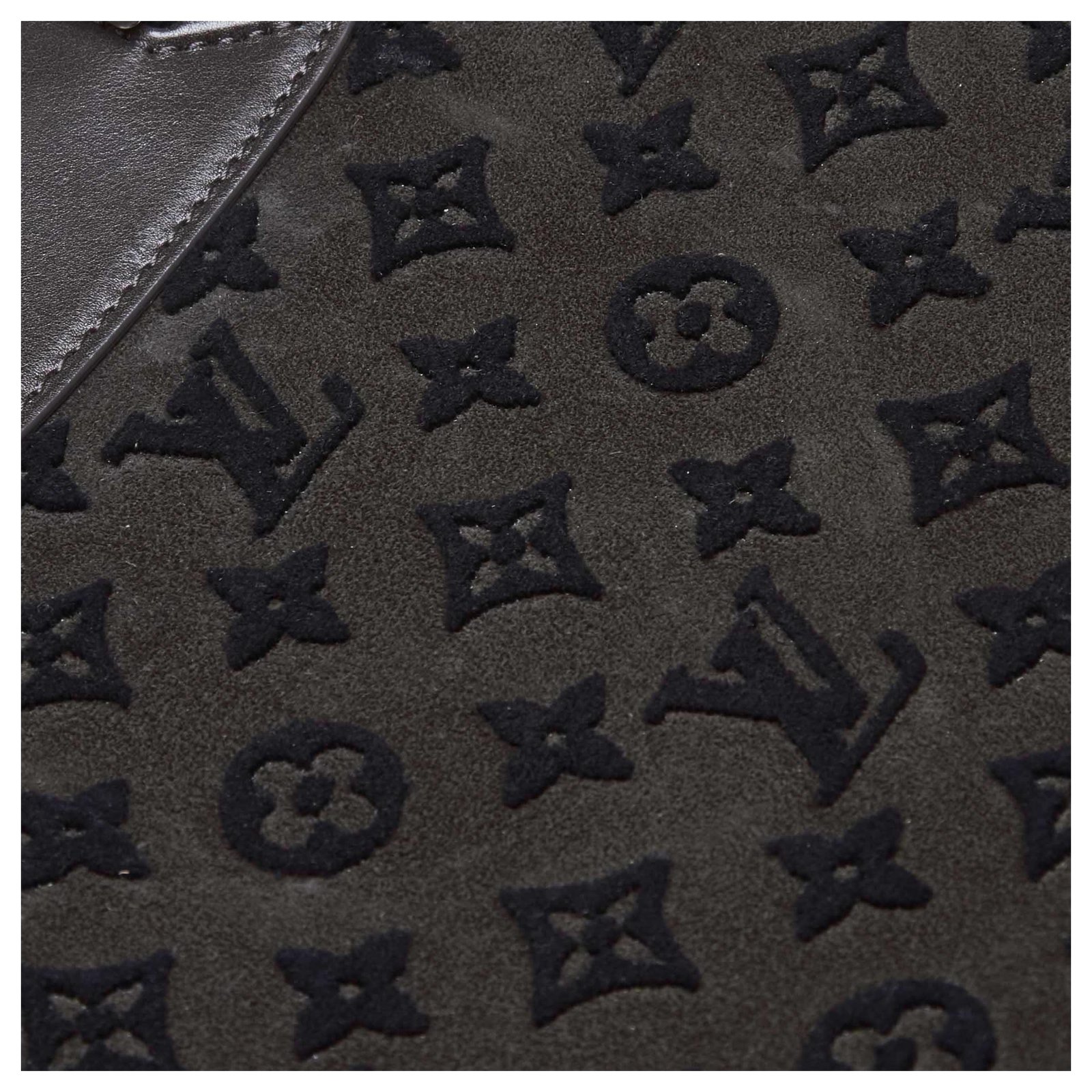 Louis Vuitton Black Leather Suede Tuffetage Deauville Cube Satchel