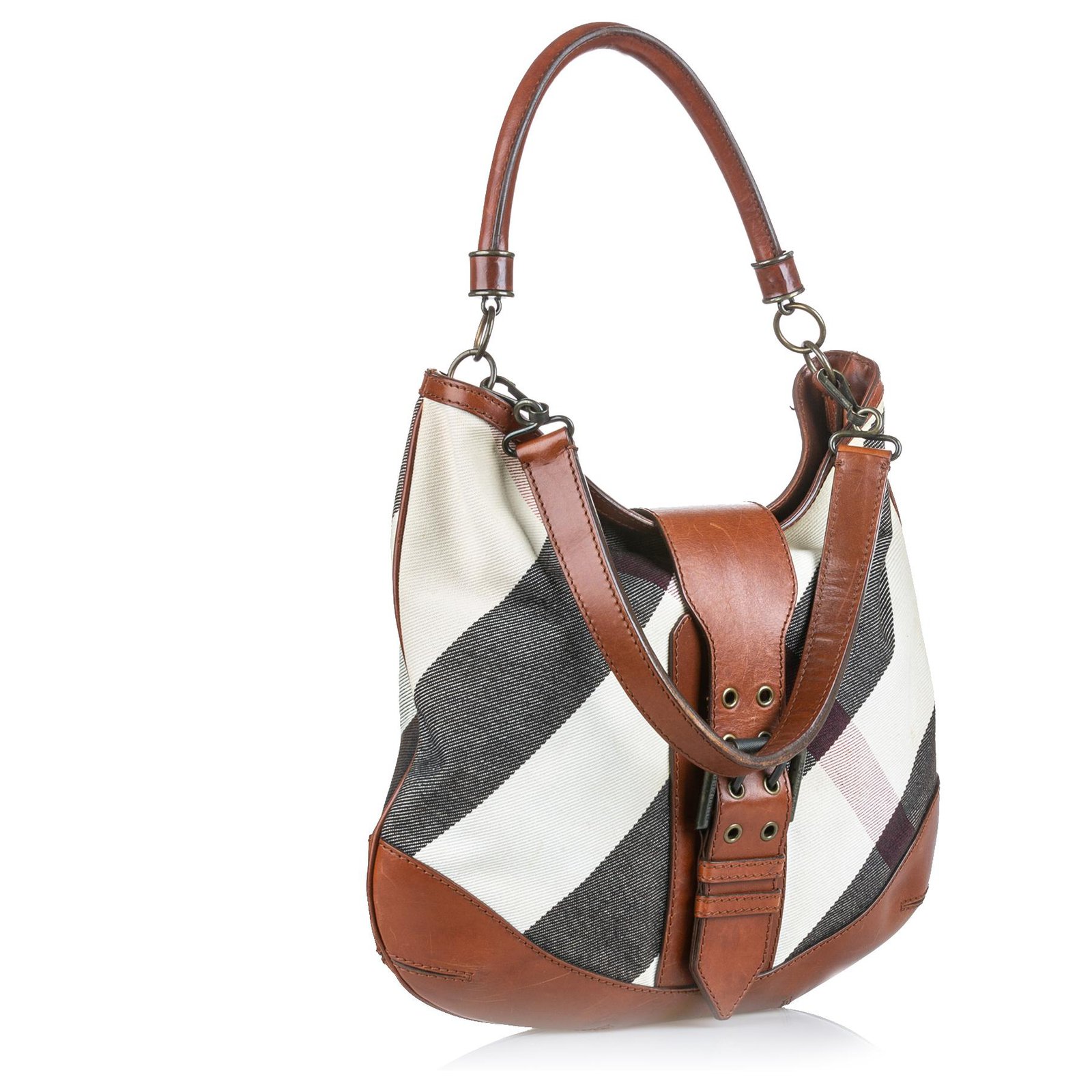 Burberry White Mega Check Canvas Hobo Bag Multiple colors