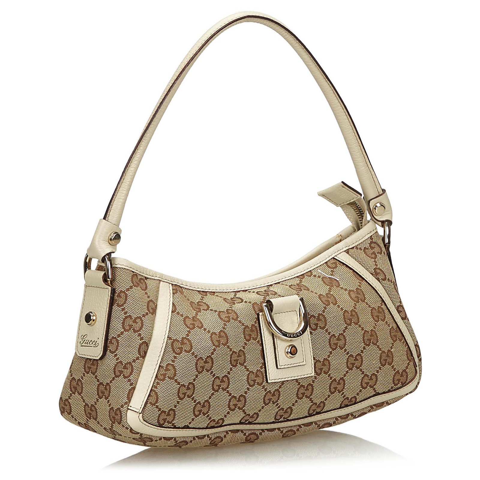 GUCCI-Abbey-GG-Canvas-Leather-Hand-bag-Beige-Dark-Brown-145750 –  dct-ep_vintage luxury Store