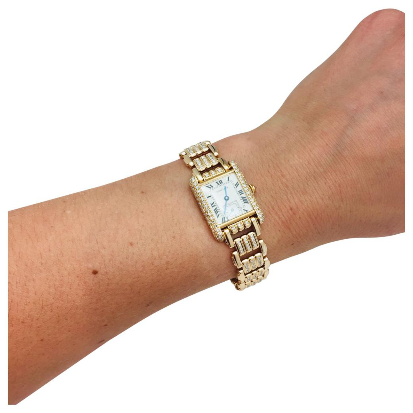 Cartier model Tank Louis Cartier watch in yellow gold, diamants.  ref.134476 - Joli Closet