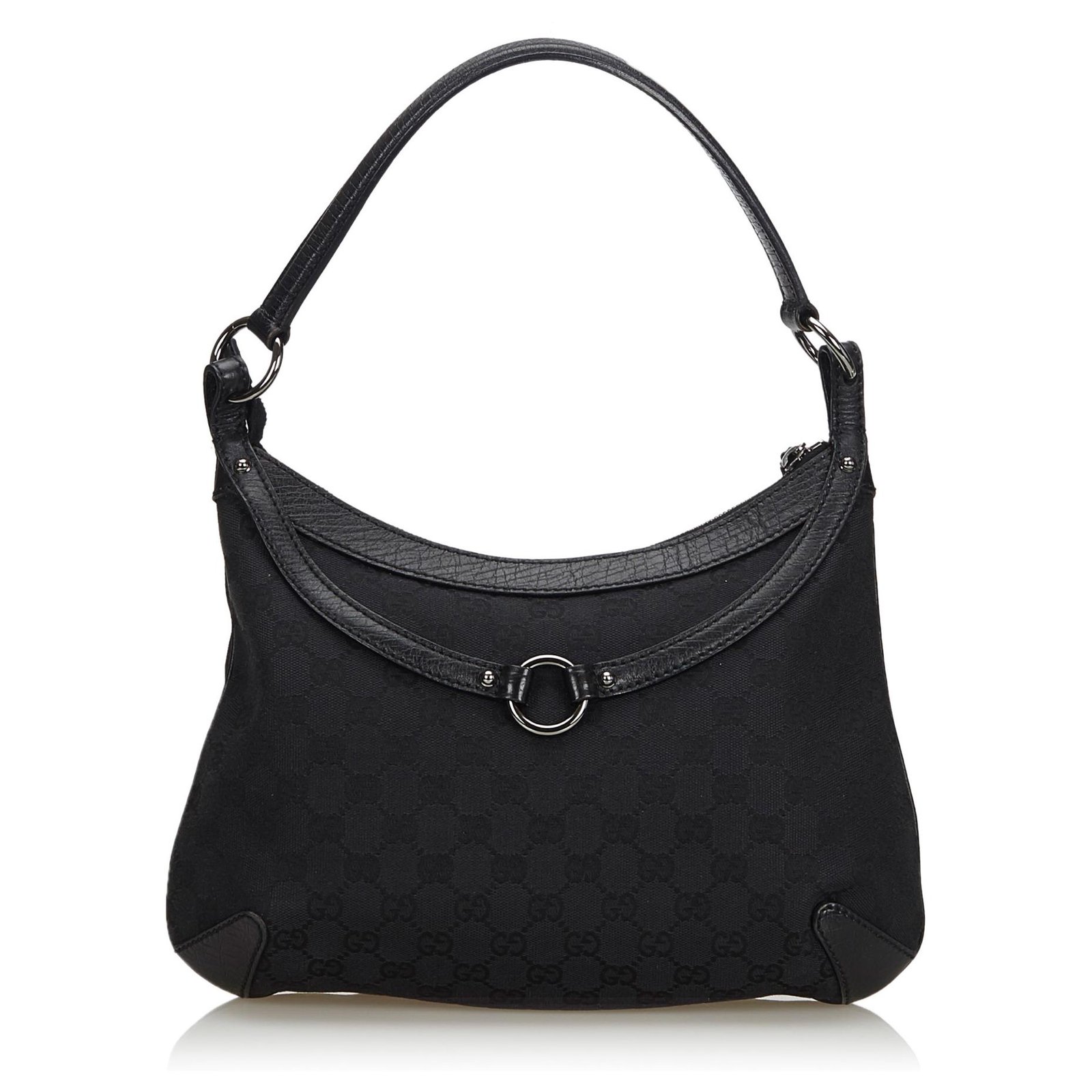 Gucci Black GG Canvas Horsebit Hobo Bag Leather Cloth Cloth ref.134692 -  Joli Closet