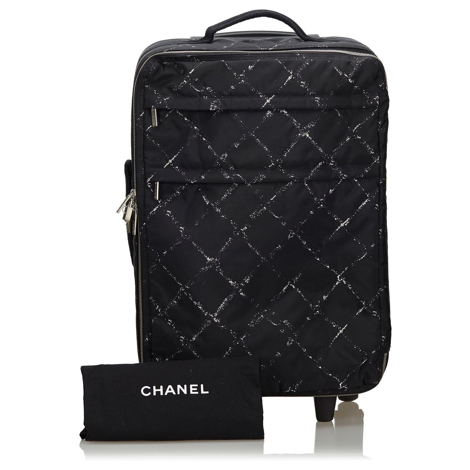 Chanel Black Old Travel Line Trolley White Nylon Cloth ref.134918 - Joli  Closet