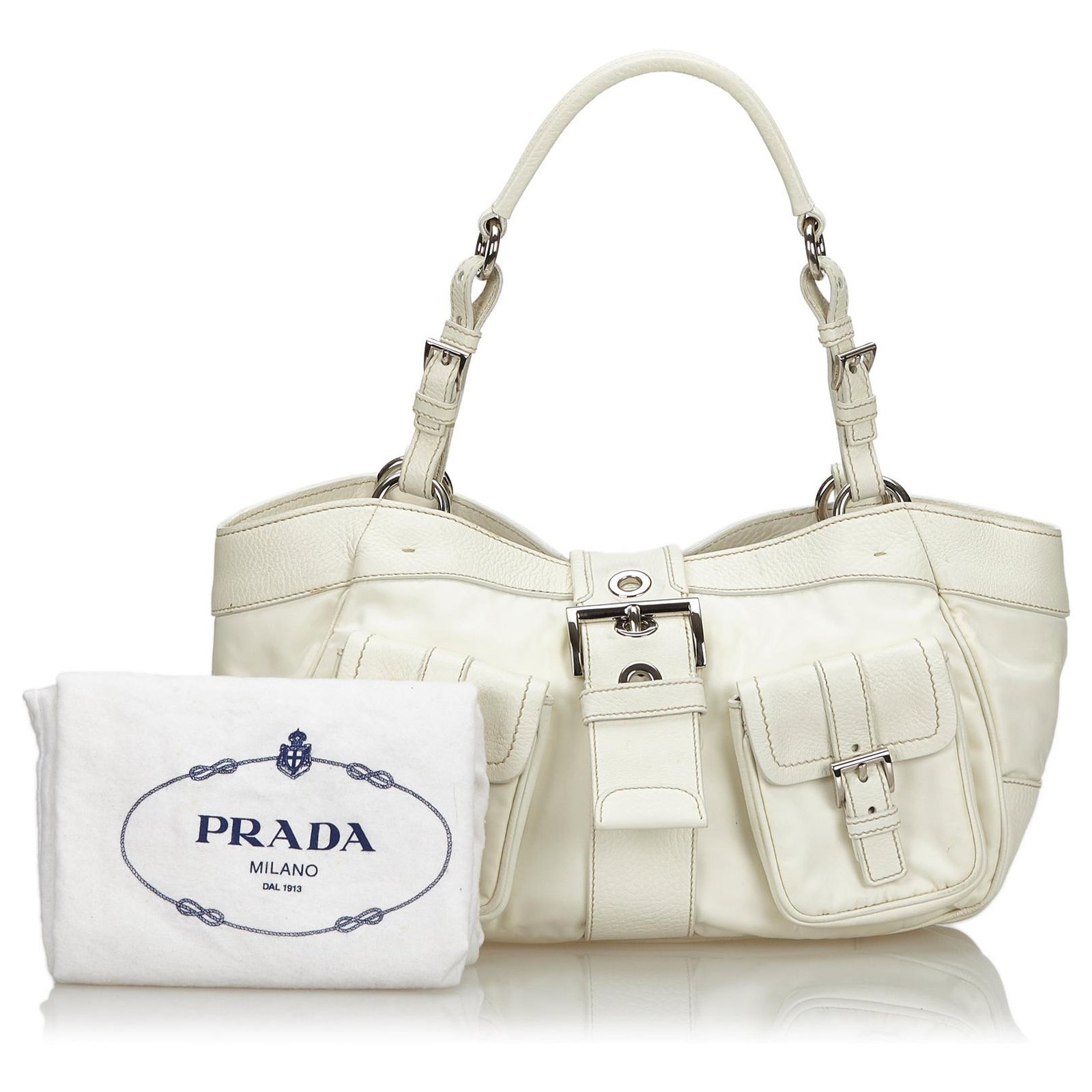 prada white leather bag