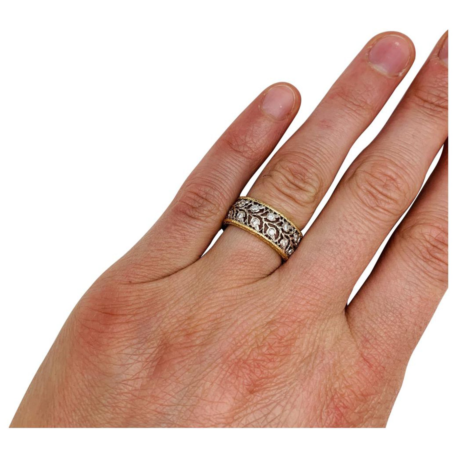 Buccellati Eternelle Diamond Gold X Band Ring – Oak Gem