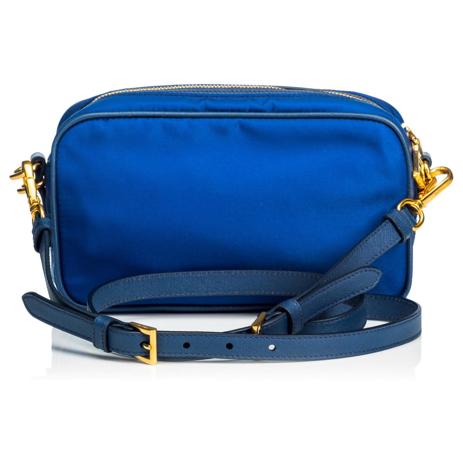 Prada Blue Nylon Camera Bag Leather Cloth ref.135716 - Joli Closet