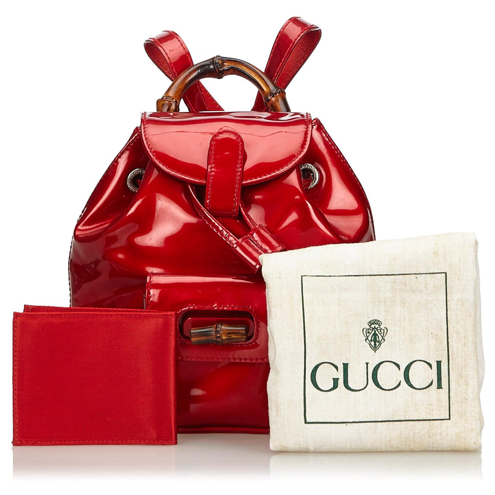 Gucci Bamboo Patent Leather Drawstring Backpack (SHG-33262) – LuxeDH