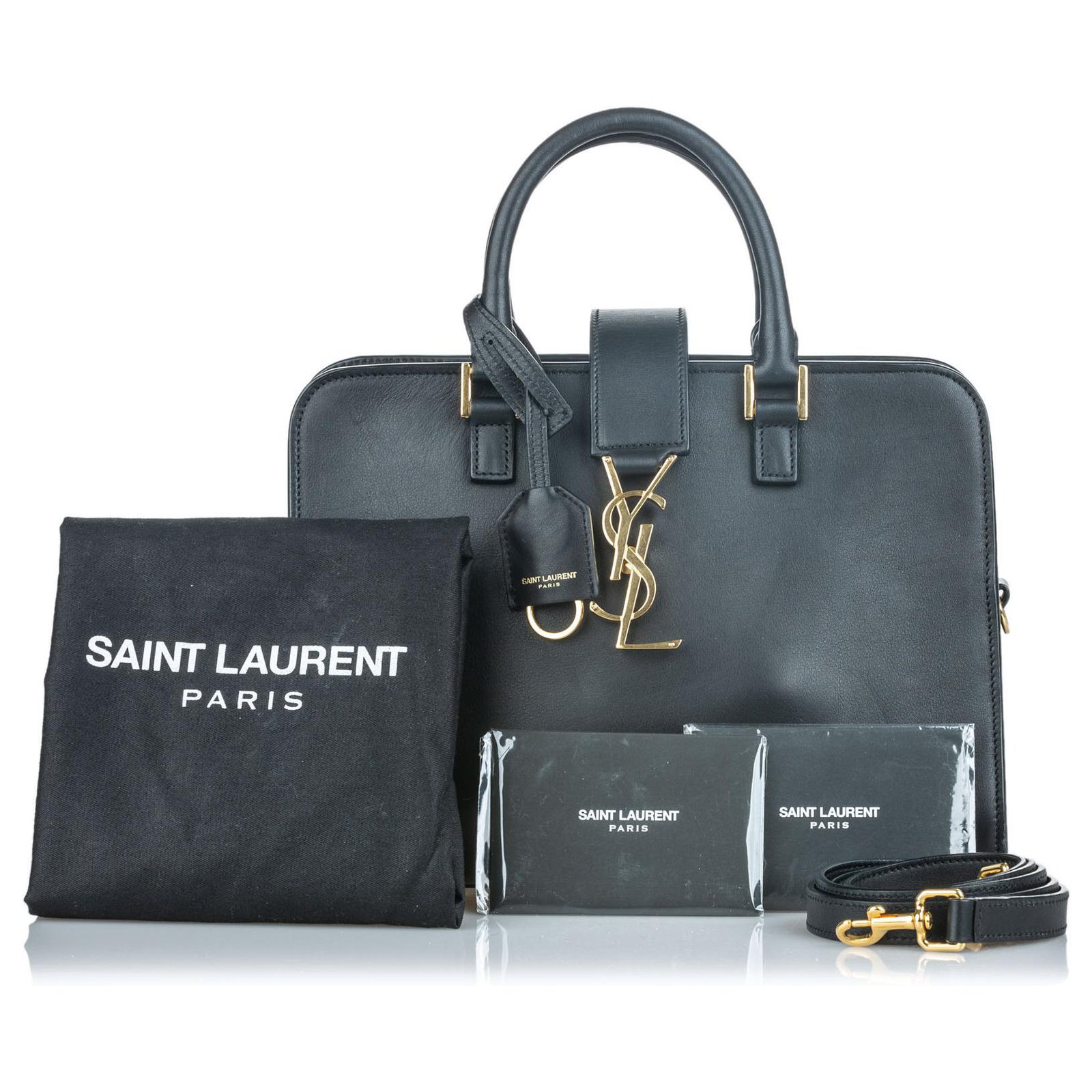 YSL Black Croc Embossed Leather Small Monogram Cabas Bag — Blaise Ruby Loves