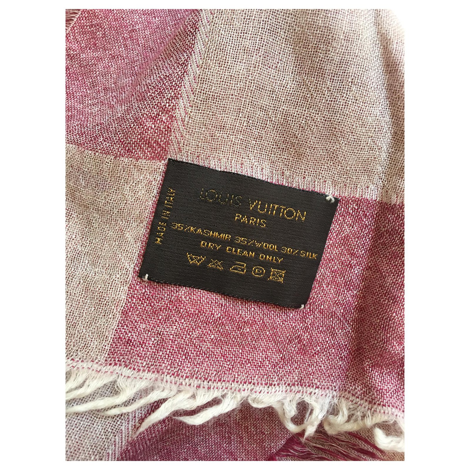Vintage Louis Vuitton Scarf / Scarf Red Beige Silk Cashmere Wool ref.136013  - Joli Closet