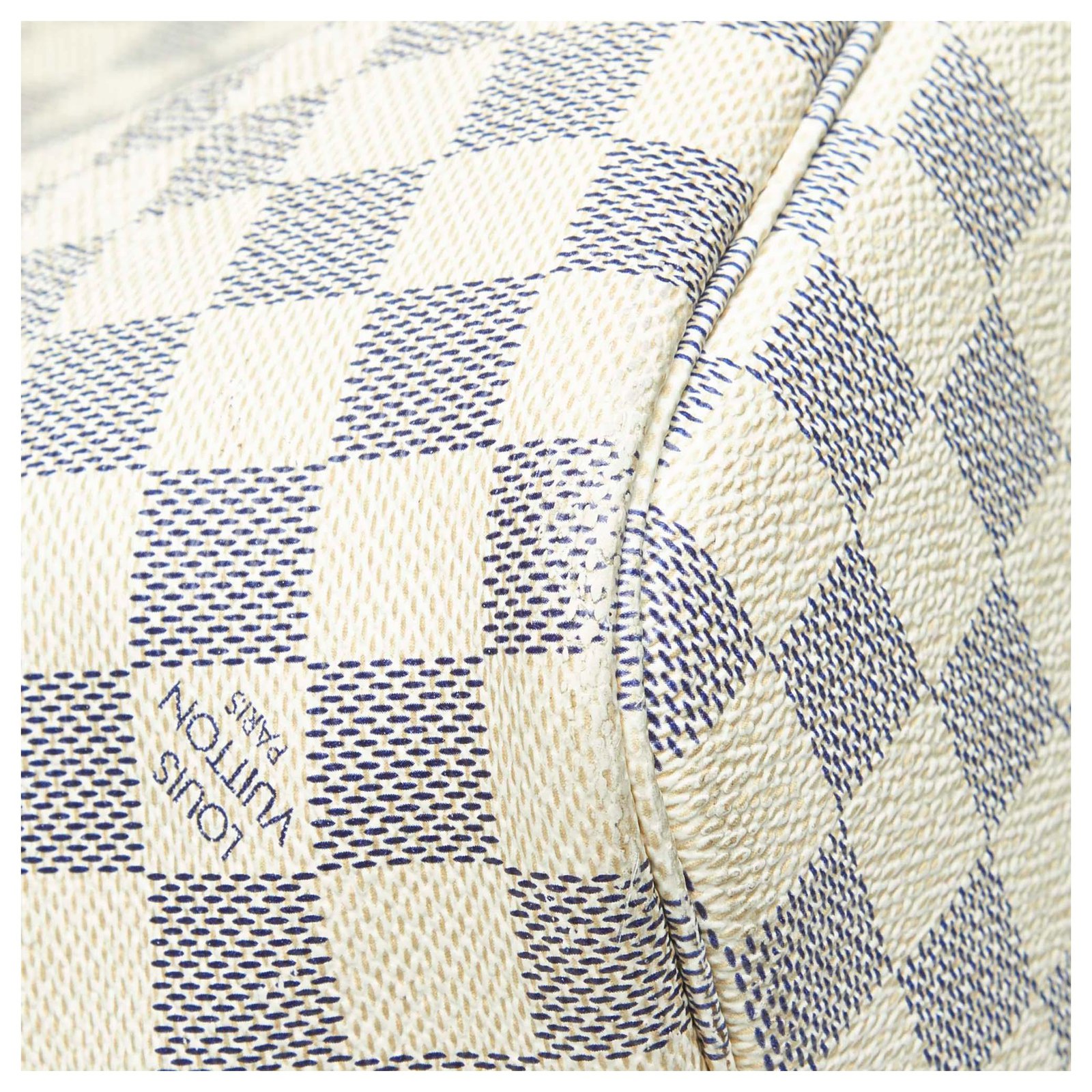 Louis Vuitton White Damier Azur Neverfull MM Blue Leather Cloth ref.136137  - Joli Closet