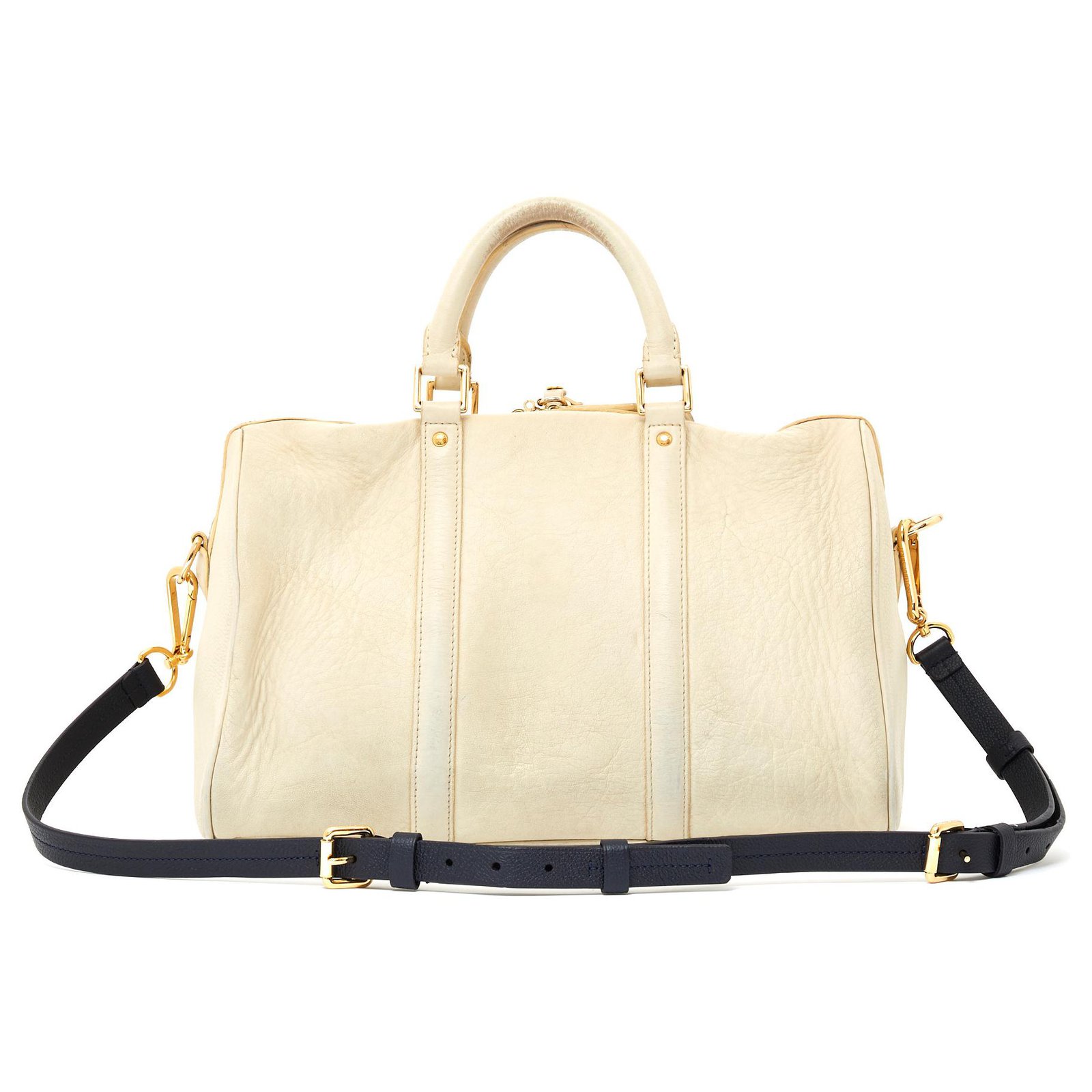 Louis Vuitton SPEEDY STRAP 35 Sofia Coppola Handbags Leather,Metal Golden,Cream,Navy blue ref ...