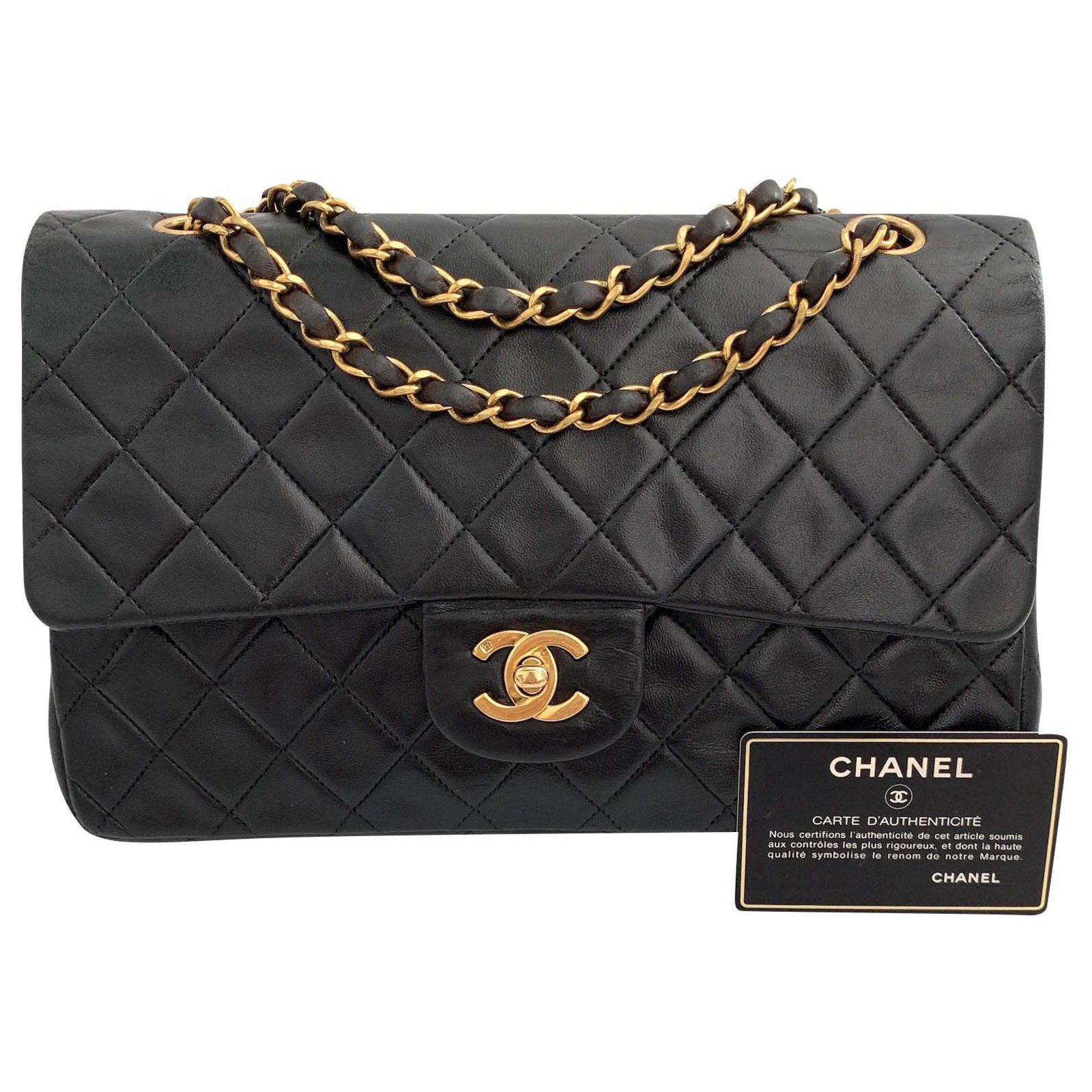 Classique Chanel Timeless cuir noir matelasse vintage ref.136333 - Joli ...