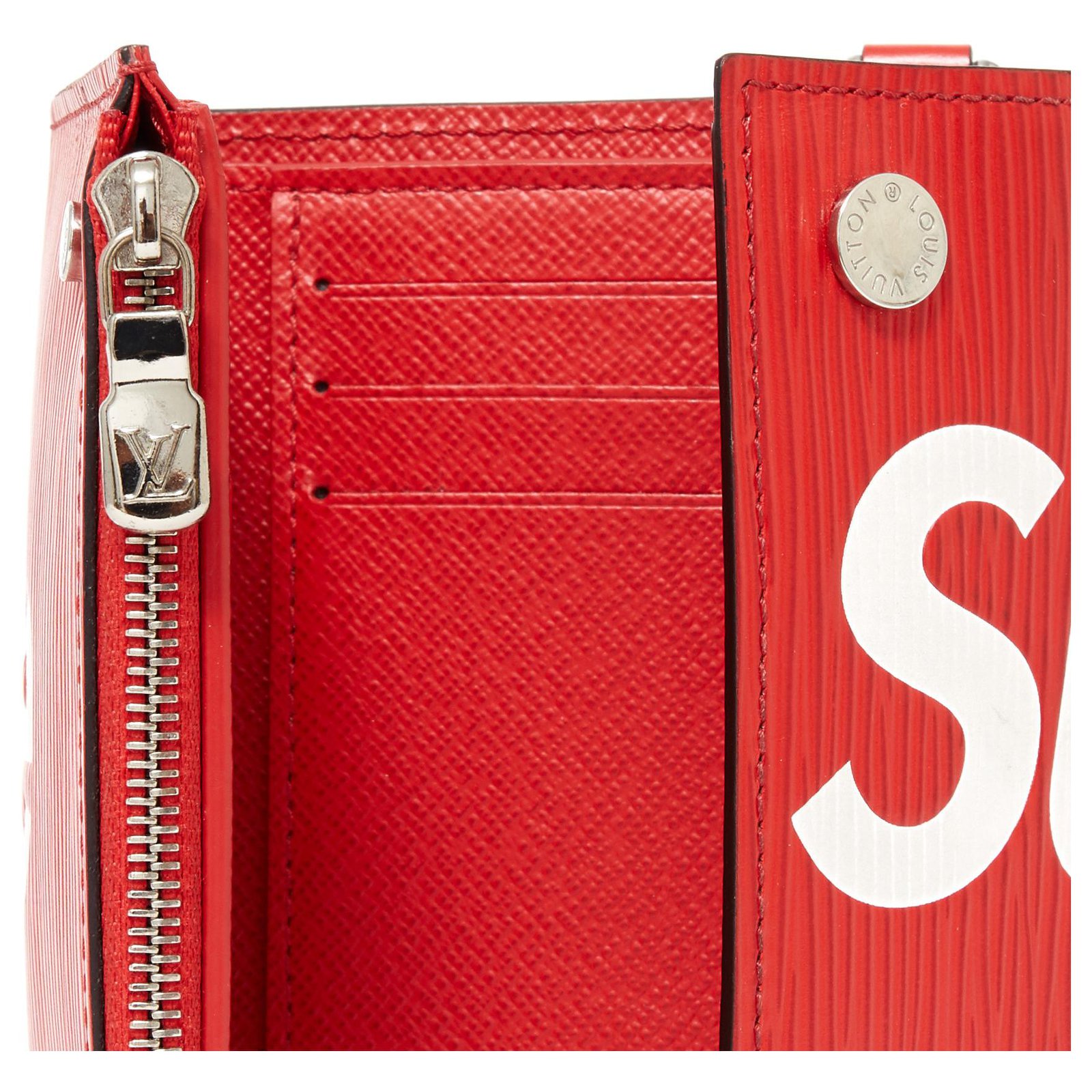 LOUIS VUITTON X SUPREME WALLET AND KEY HOLDER Red Leather ref
