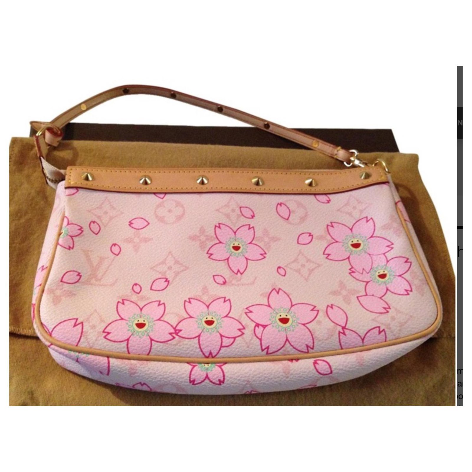 Pochette Louis Vuitton Murakami cherry blossom Toile Rose ref.136658 - Joli  Closet