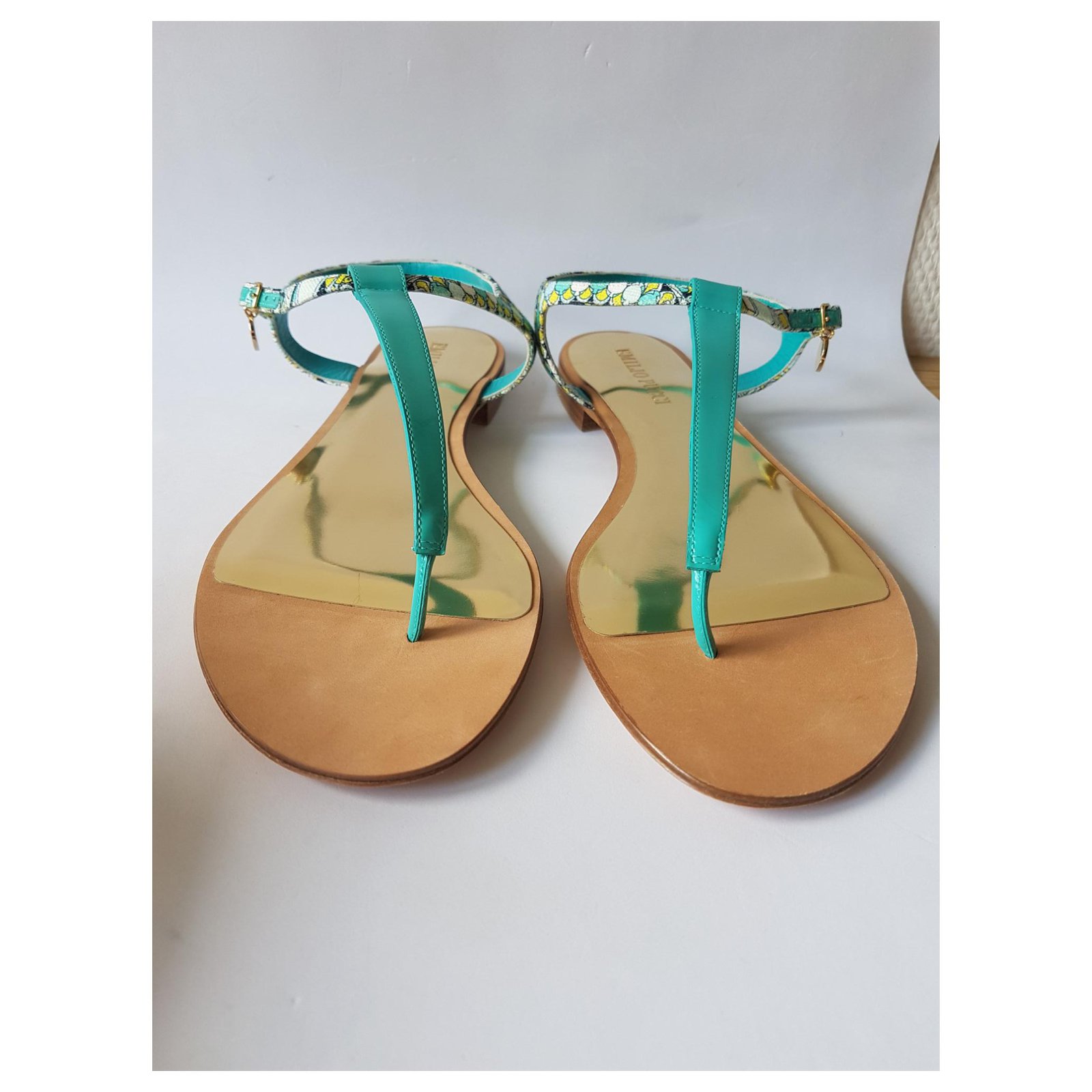 Emilio Pucci Sandals Multiple colors Light green Leather Patent leather ...