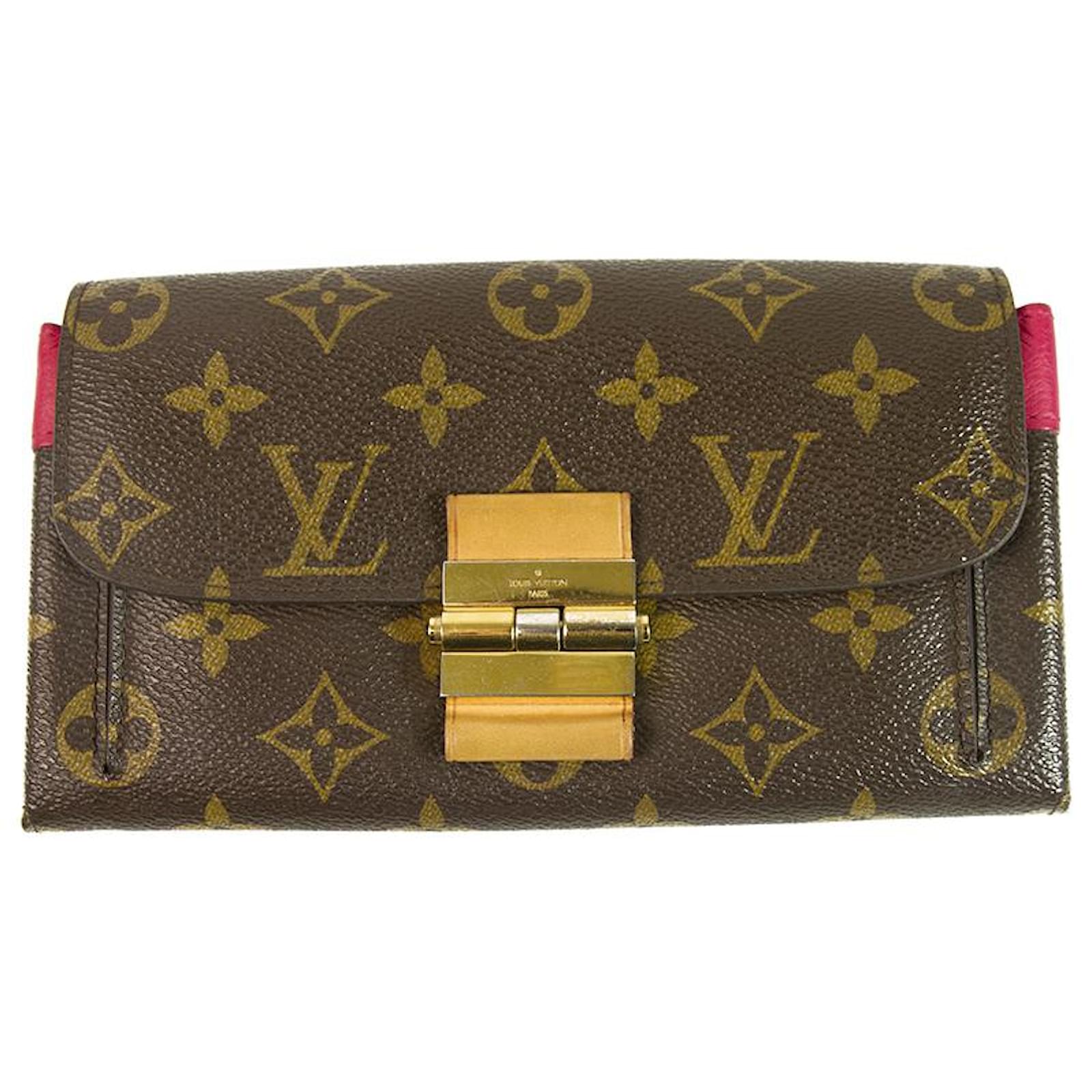 Louis Vuitton LV Monogramm Canvas & Fuchsia Leder Damen lange Geldbörse Braun ref.137064 Joli