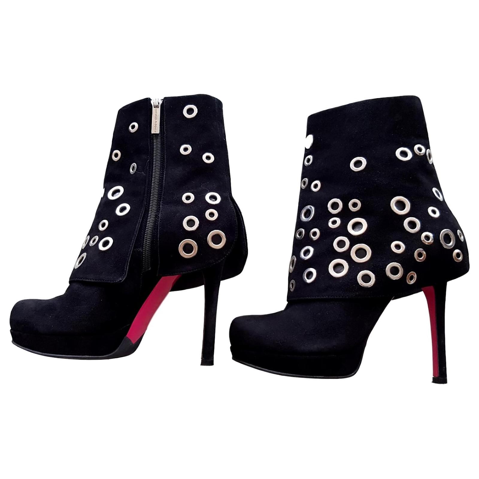 Bottes Courtes En Cuir à Talons Hauts Pour Femmes Automne Hiver L