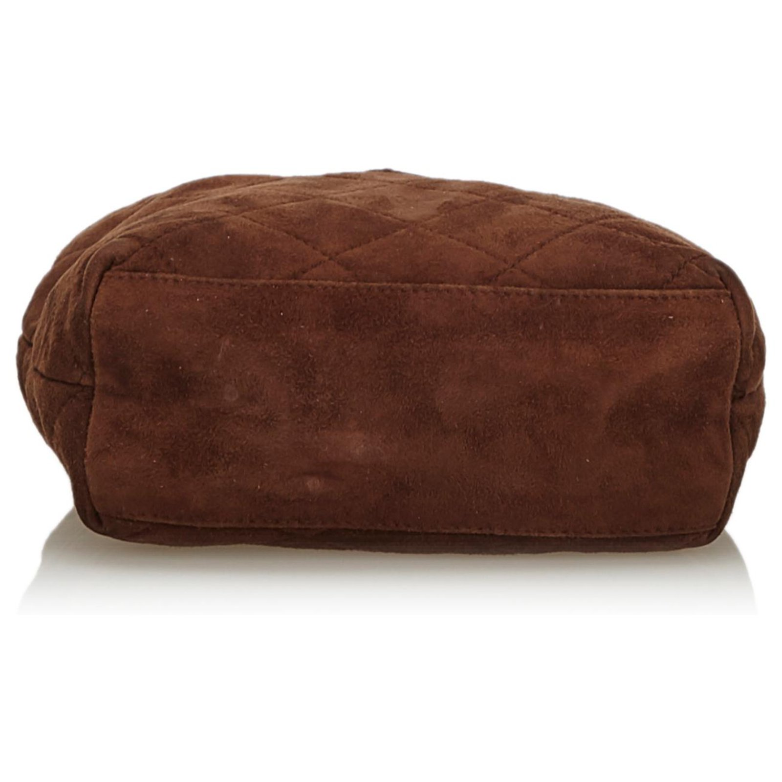 Auth PRADA Handbag Chain Shoulder Bag #2503 Dark Brown Leather