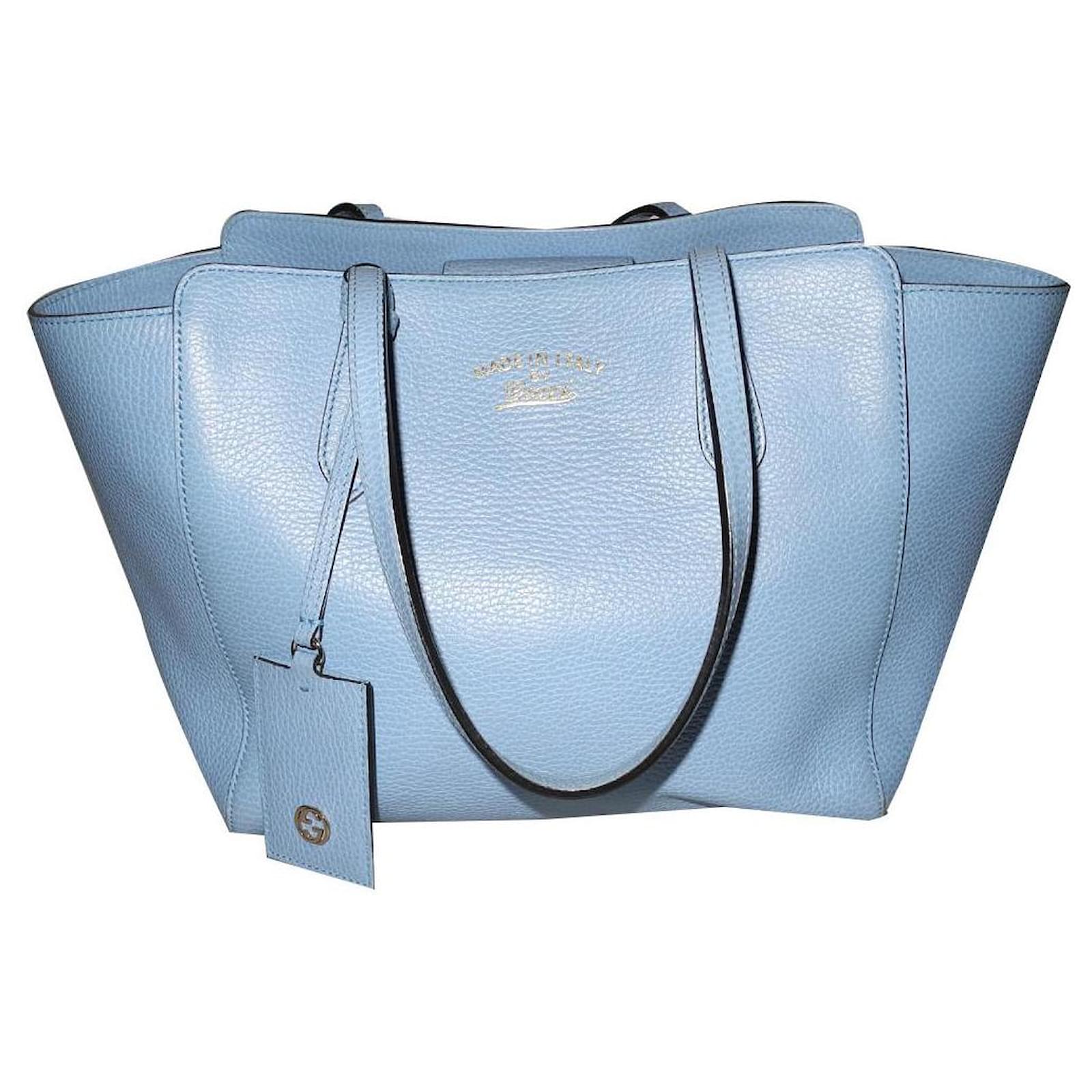 Gucci tote bag Swing grained leather blue sky Light blue ref.137221