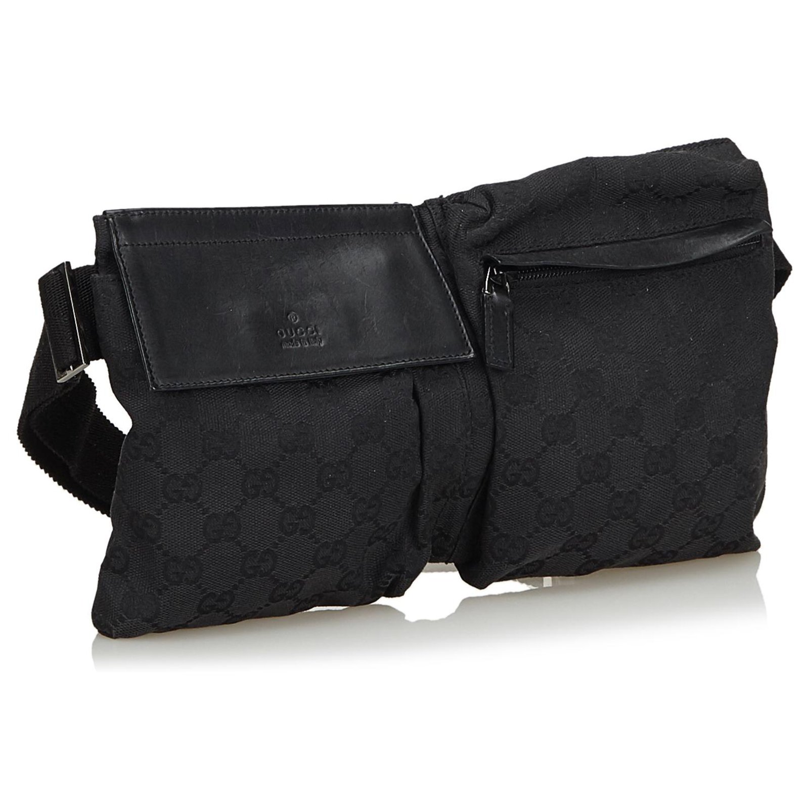 Gucci Black GG Canvas Belt Bag Leather Cloth Cloth ref.139011