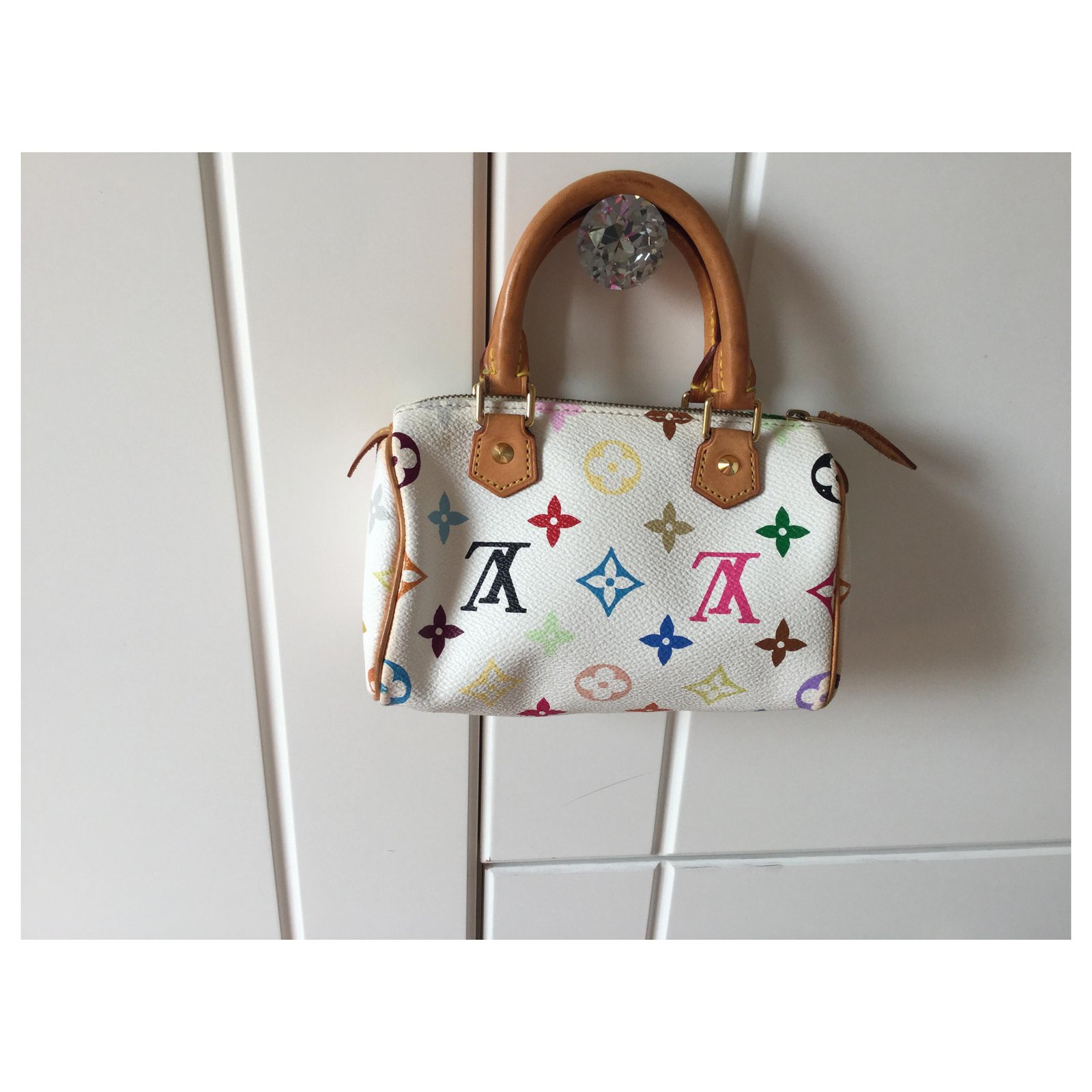 Nano speedy / mini hl cloth handbag Louis Vuitton White in Cloth - 23698095