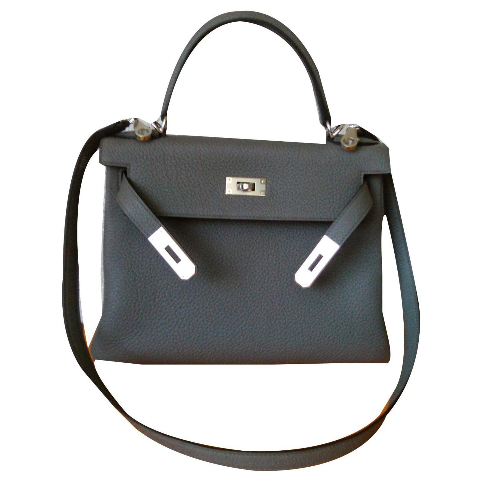 Hermès Gris Tourterelle Retourne Kelly 28cm of Togo Leather with