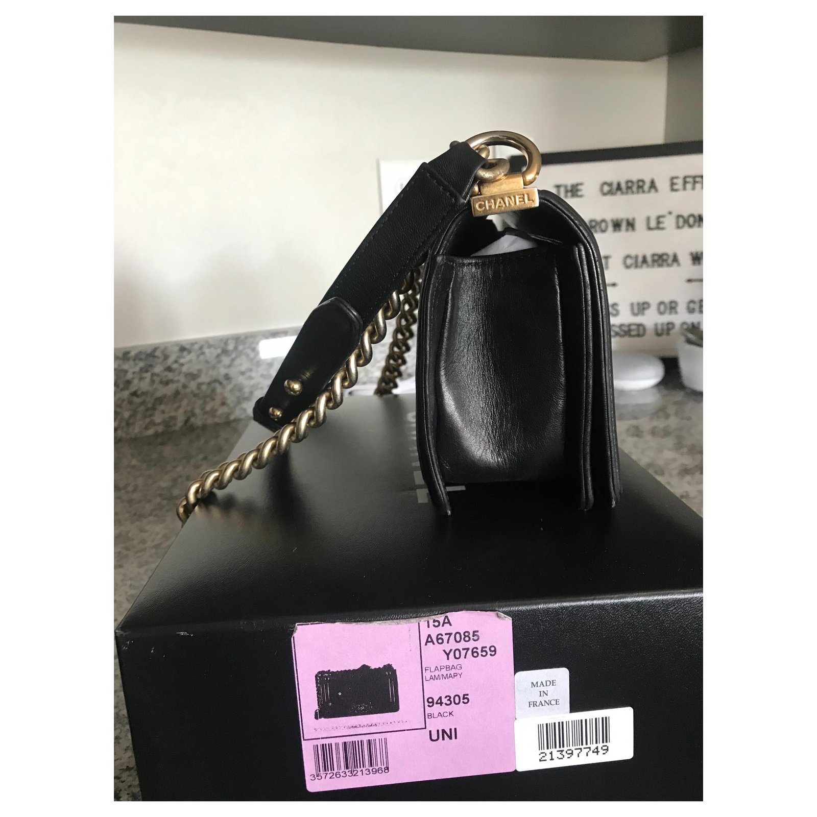 Chanel Boy Quilted Small Flap Le Black/Gold Calfskin Leather Shoulder Bag  Lambskin ref.138688 - Joli Closet
