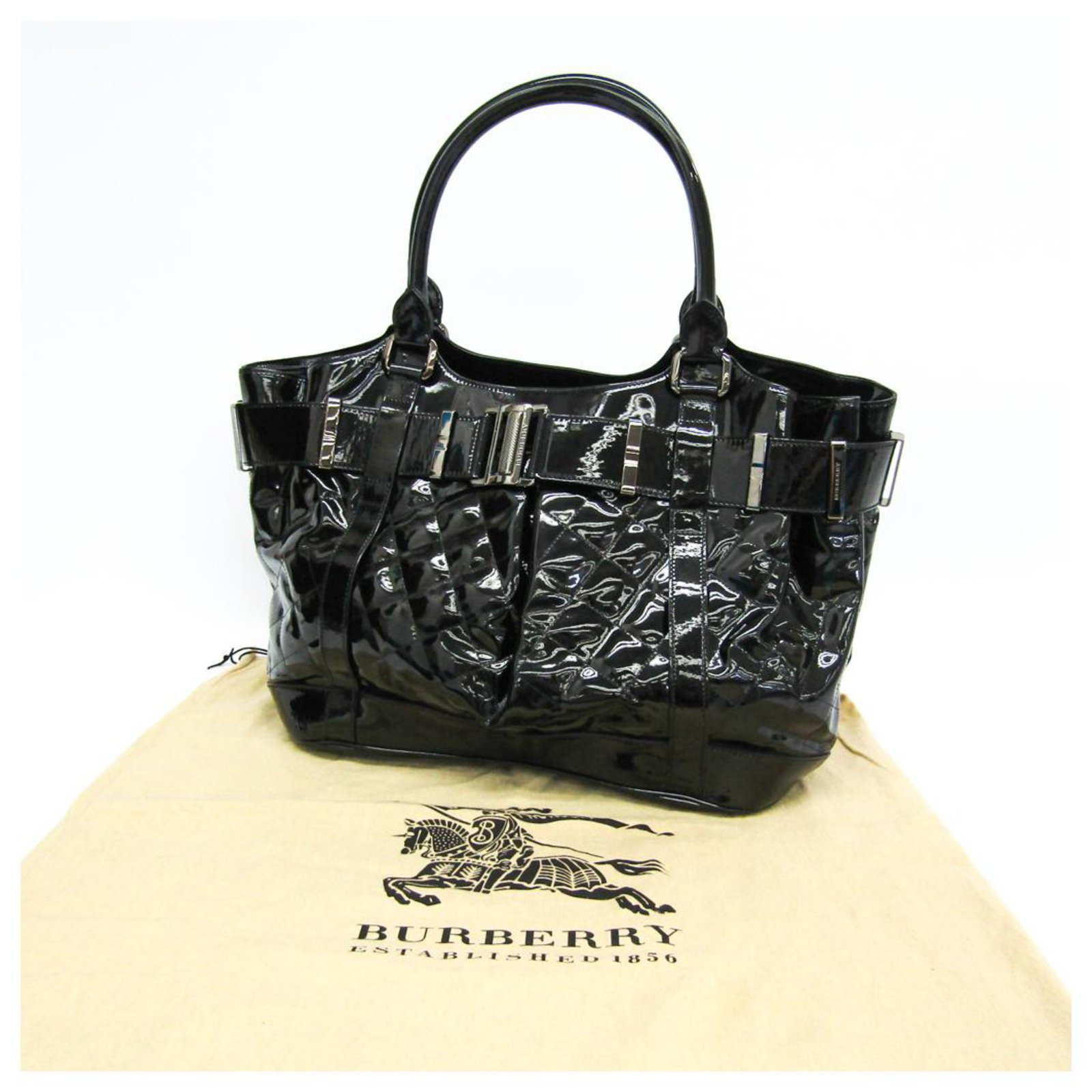 burberry black patent leather handbag