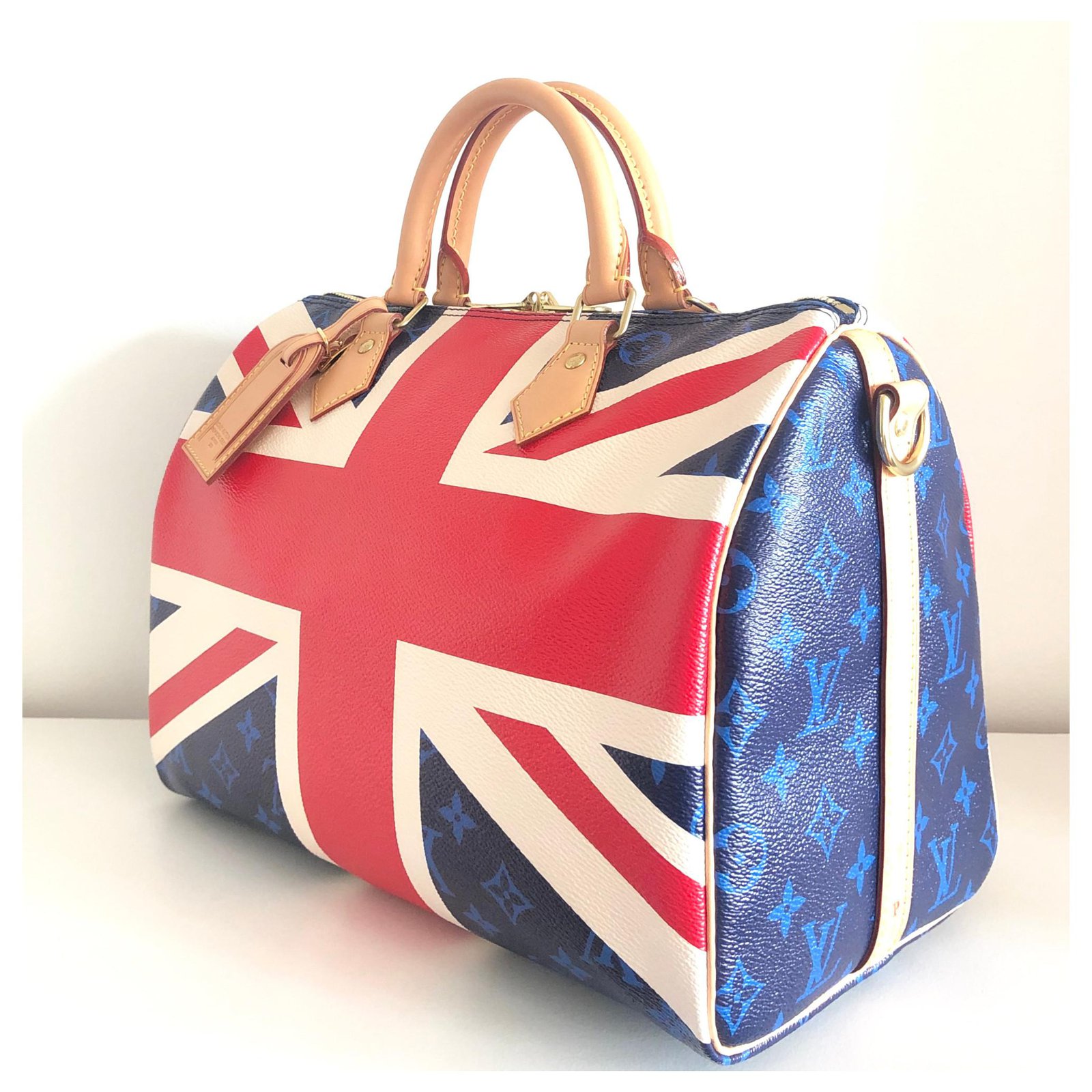 Louis Vuitton Speedy Bandouliere Monogram Union Jack 30 Blue/Red in Coated  Canvas with Gold-tone - US