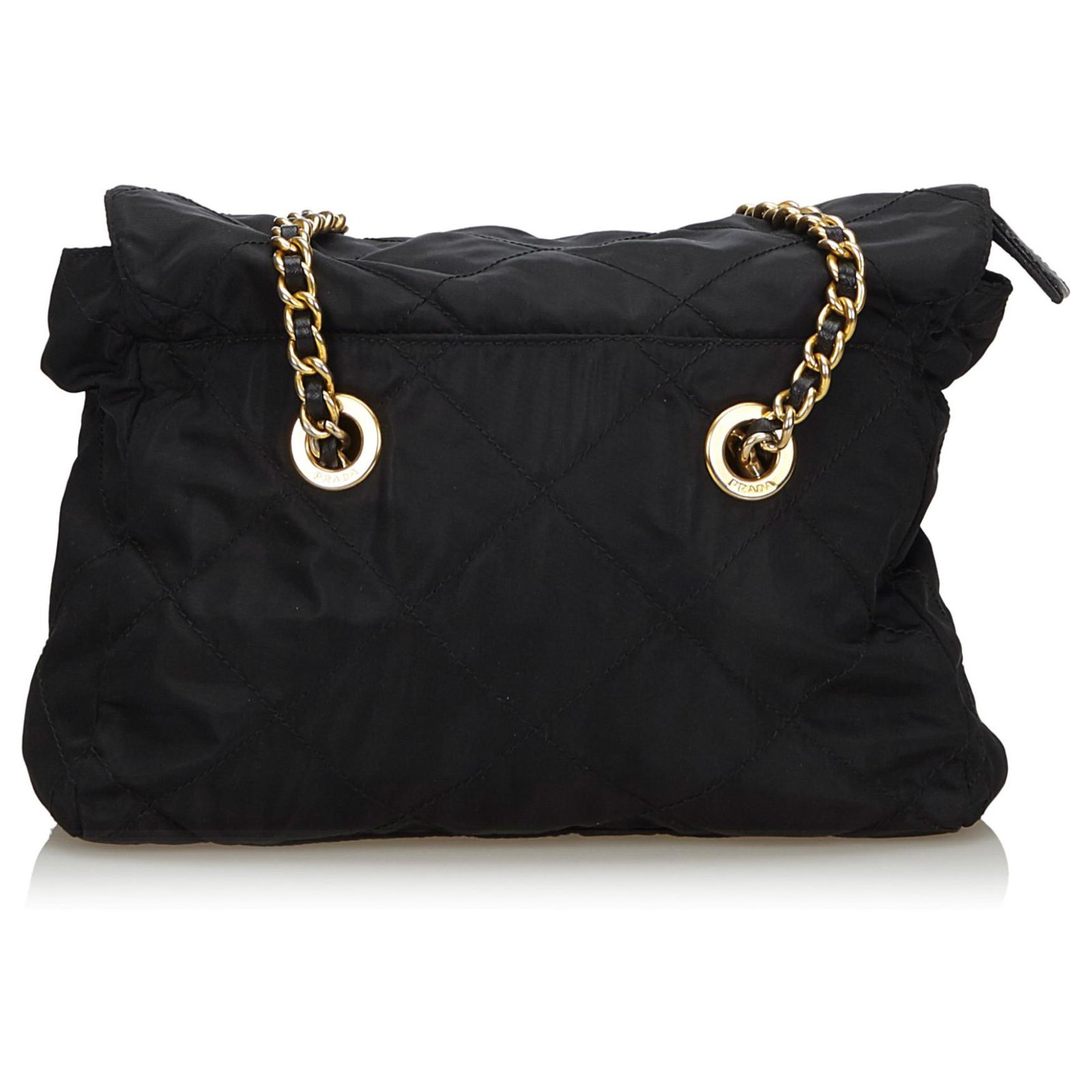 Prada Nylon Chain Shoulder Bag Black Cloth ref.108207 - Joli Closet