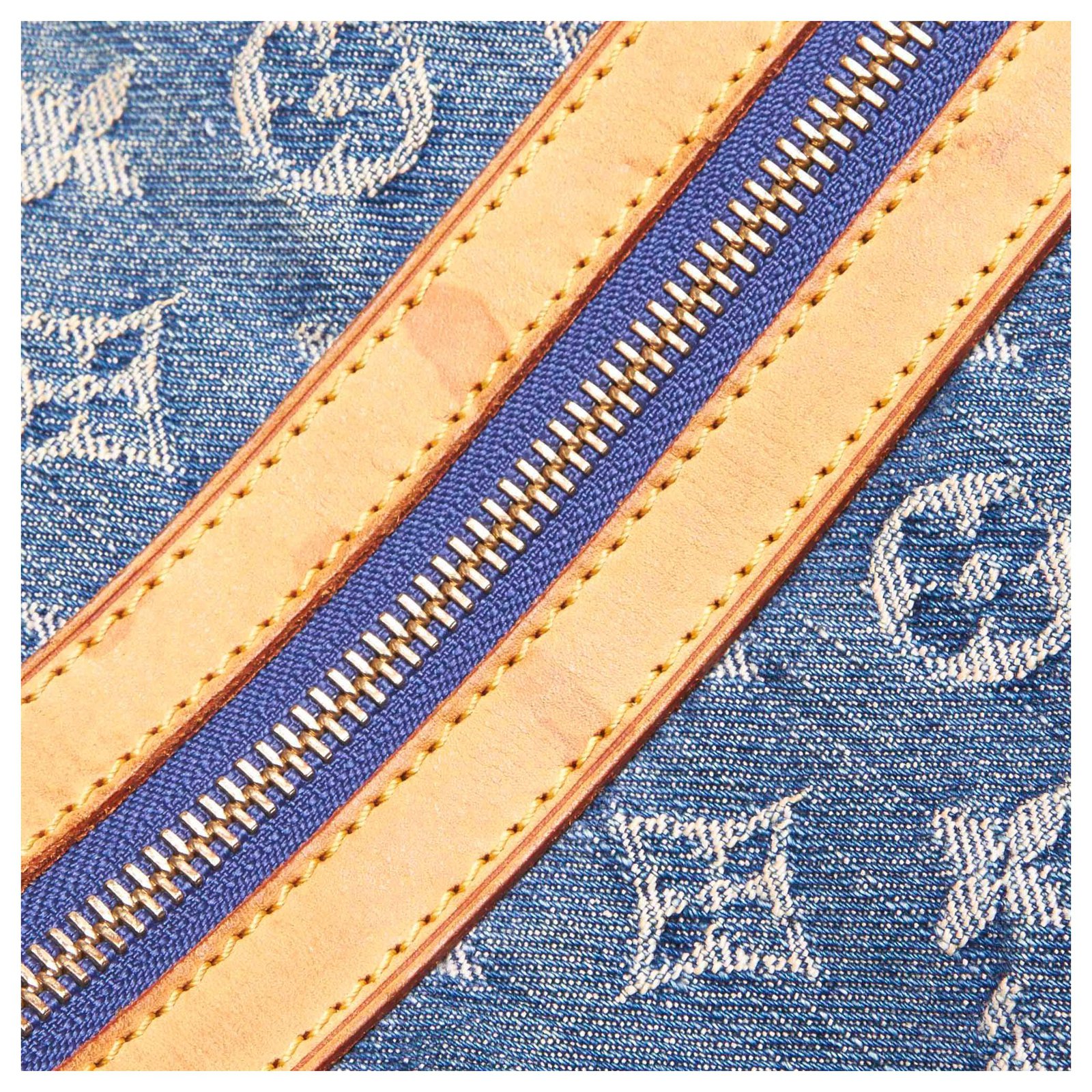 Louis Vuitton Blue Monogram Denim Baggy GM Brown Leather Cloth ref.139029 -  Joli Closet
