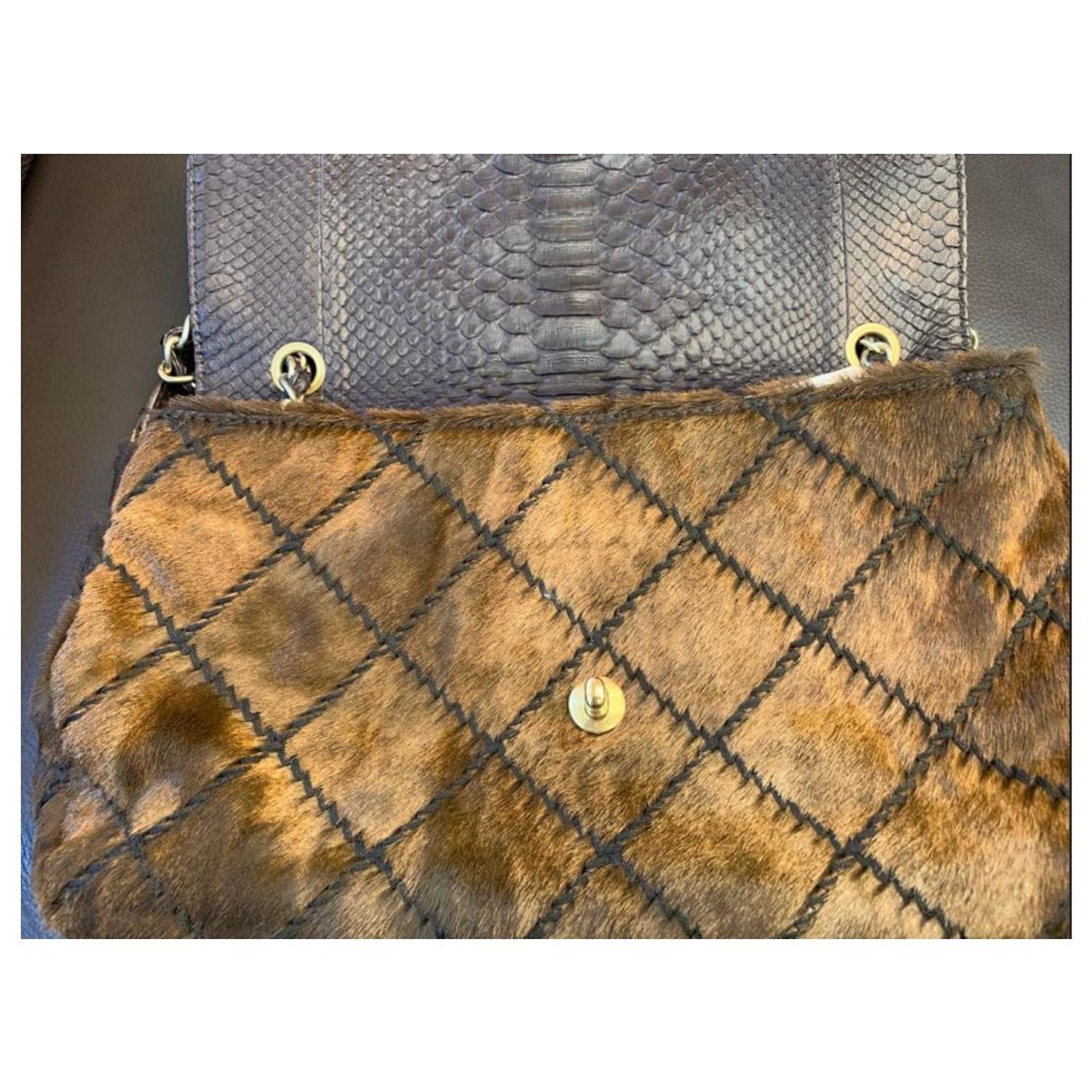 Sac à Main Stuart Weitzman - Cuir Effet Peau De Serpent Noir - Taille Moyenne - Neuf Sans Étiquette