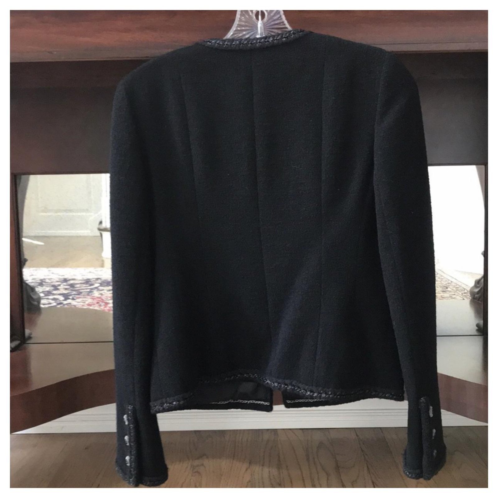 Vintage Chanel Black Cotton Jacket Classic Silk Lining – Recess