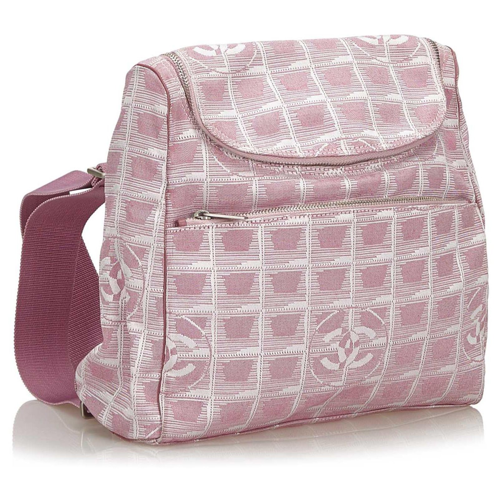 Chanel Pink New Travel Line Convertible Backpack White Leather Cloth Cloth  ref.140220 - Joli Closet