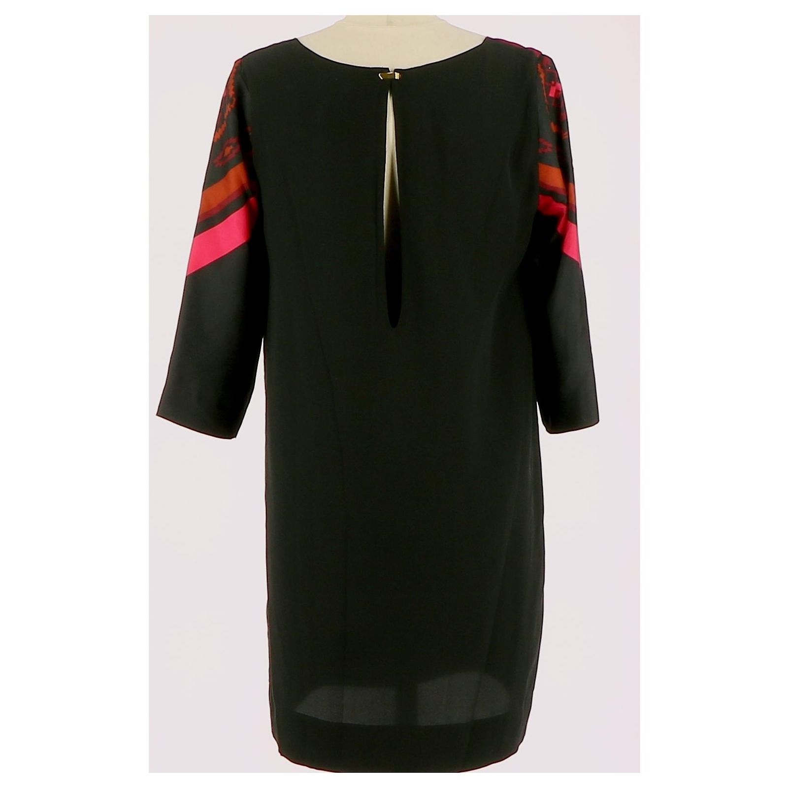 Robe Sandro - En Soie Et Coton, Gris/noir, Taille 1 (36FR) - Authentique Et En Très Bon état