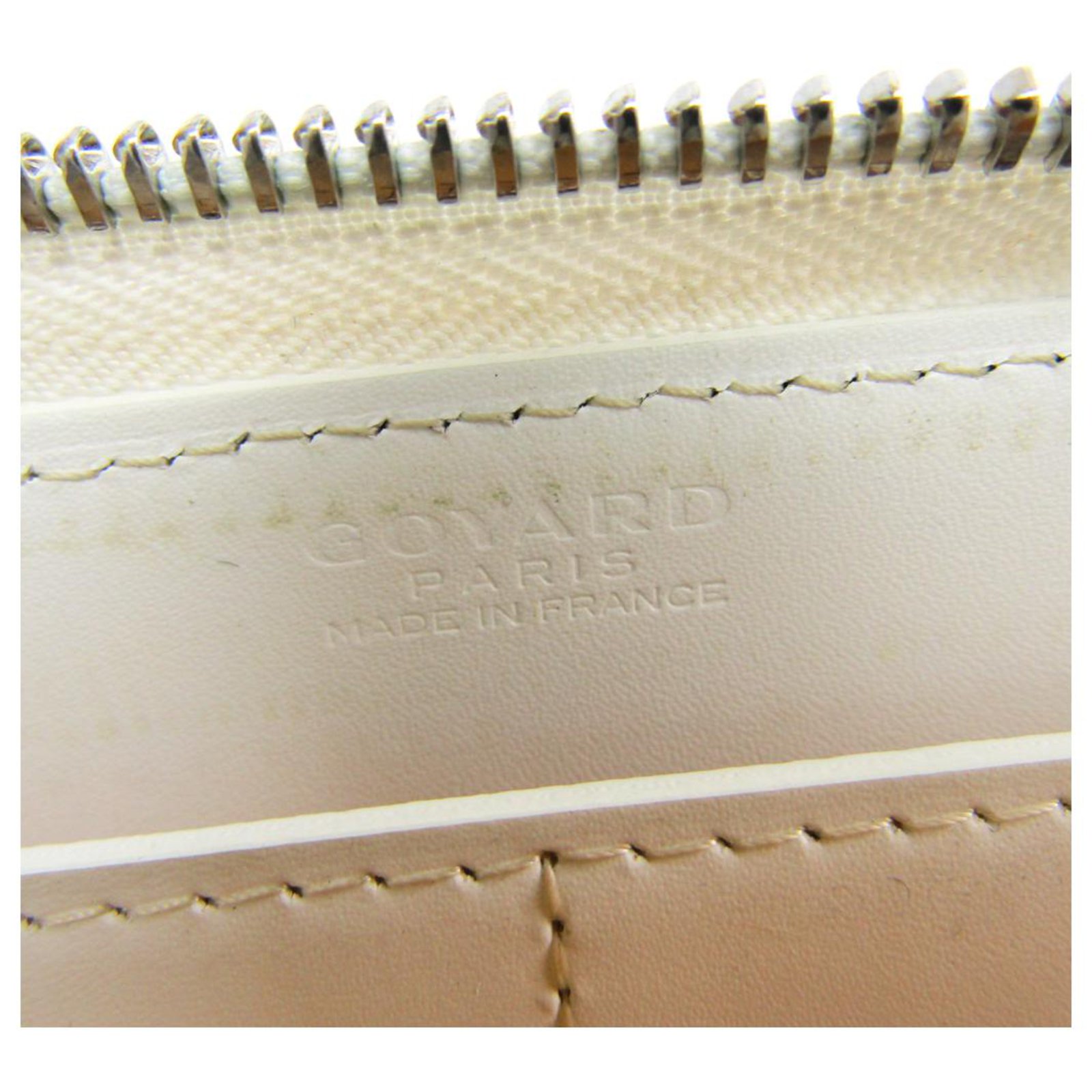 Goyard White Matignon Long Wallet Grey Leather Cloth Cloth ref.140417 -  Joli Closet