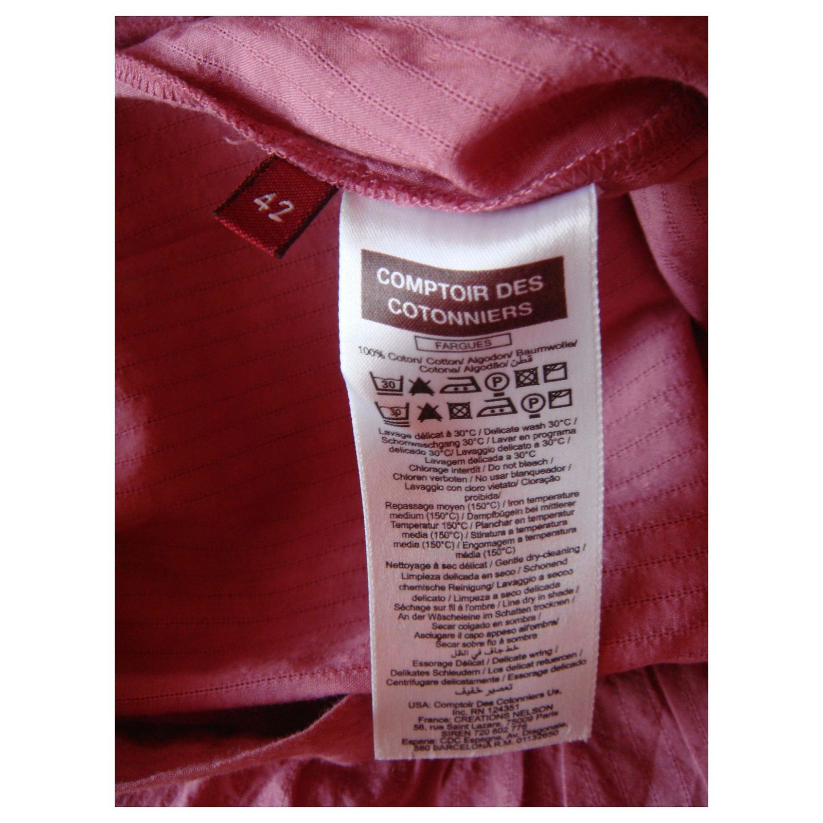 Blouse Rose Comptoir Des Cotonniers Taille M - Coton, Manches Longues, Très Bon état