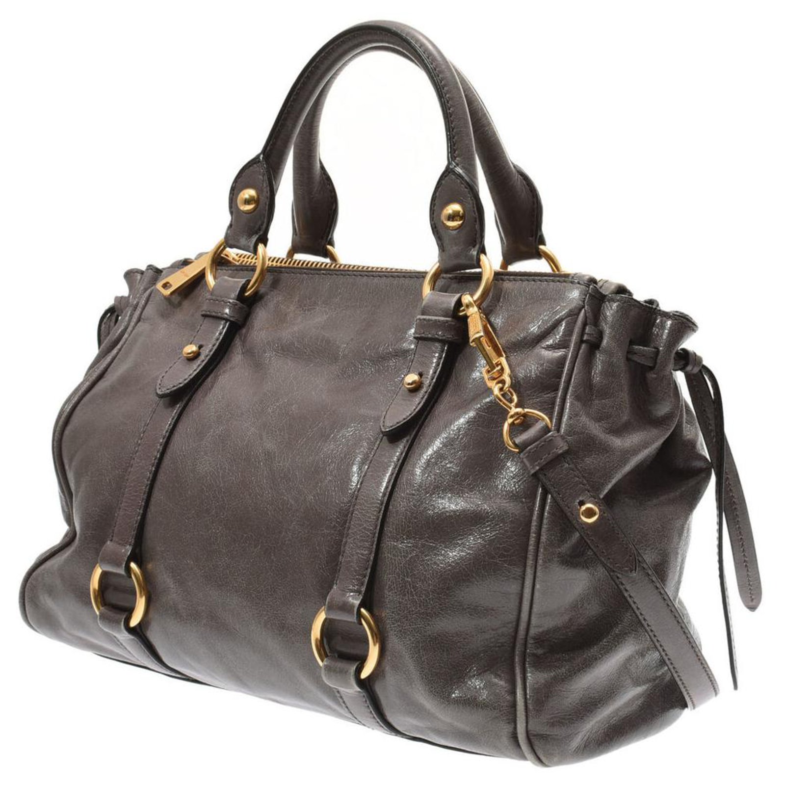 Miu Miu Sac à main en cuir Gris ref.140641 Joli Closet