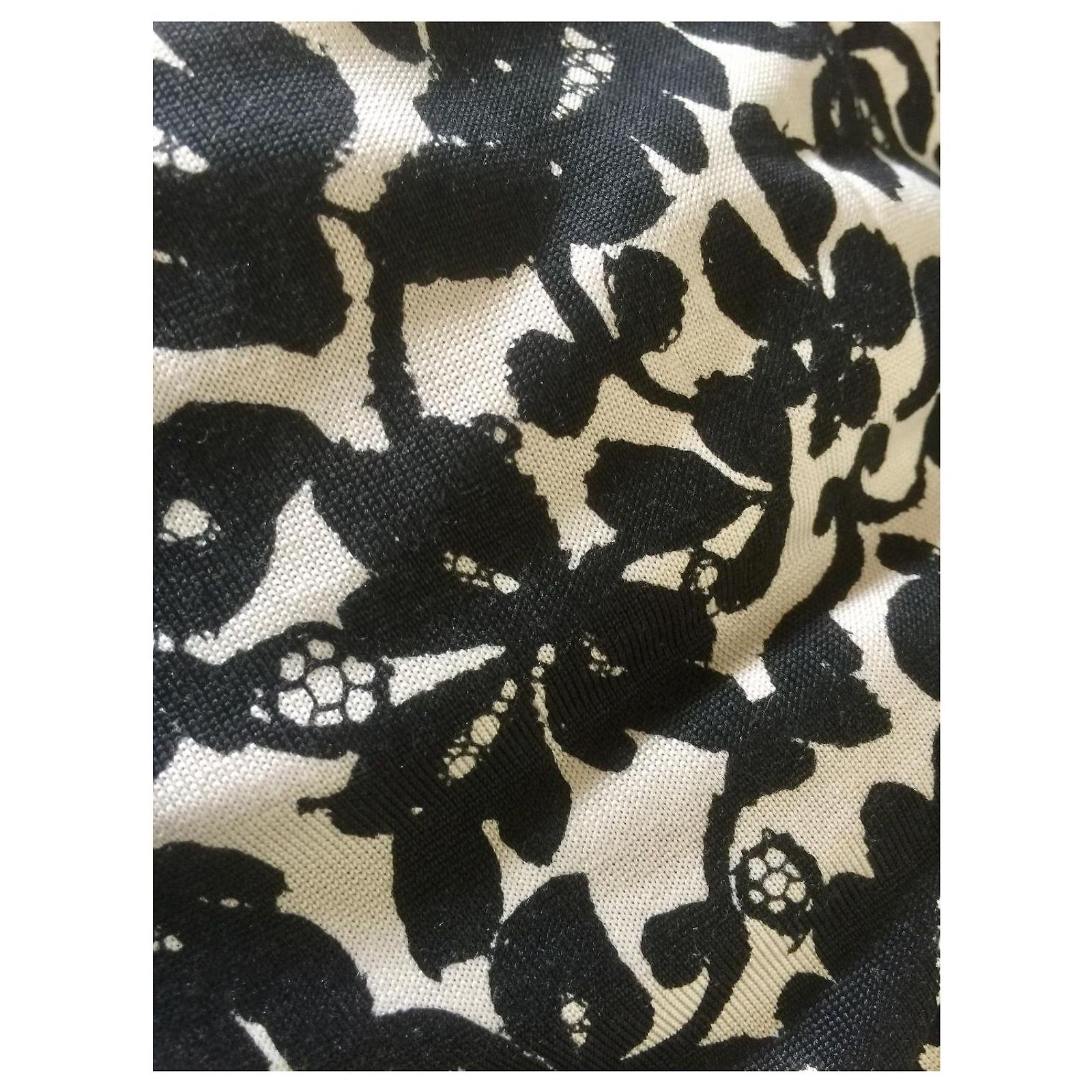 Robe Fourreau Diane Von Furstenberg En Soie - Imprimé Palmier Noir - Taille 4 - Occasion Très Bon état