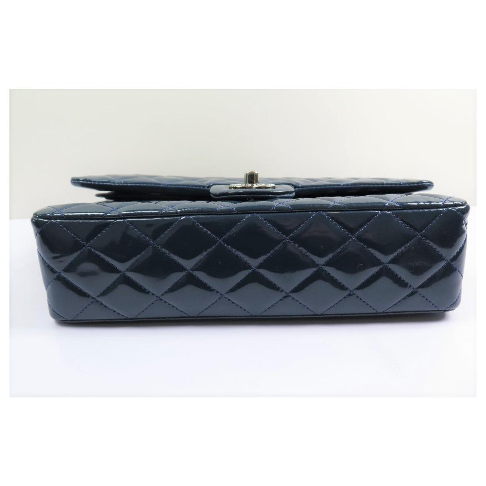 Chanel Classic Medium patent blue flap bag SHW Patent leather ref.140950 -  Joli Closet