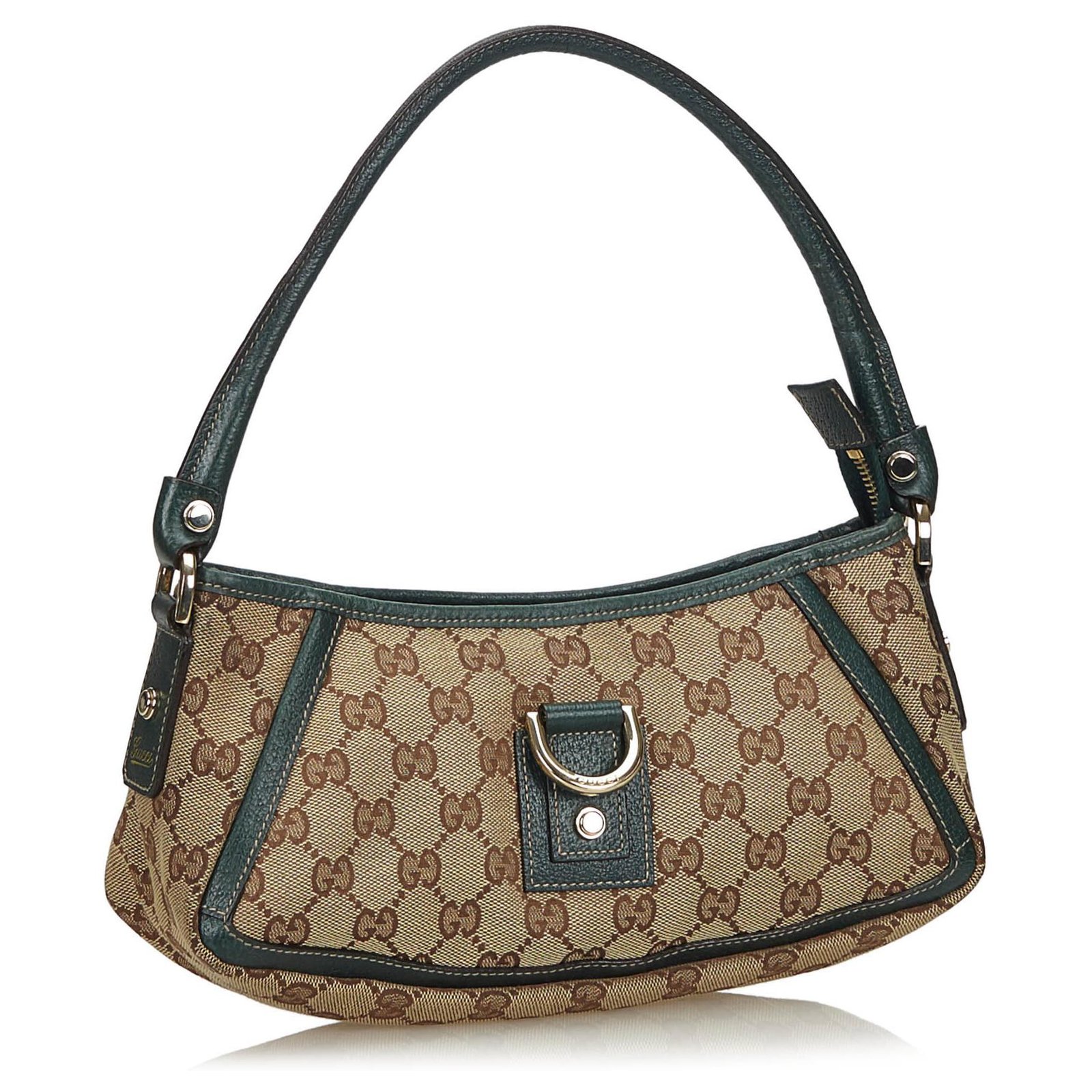 Gucci Brown/Beige GG Canvas D-Ring Baguette Bag Gucci