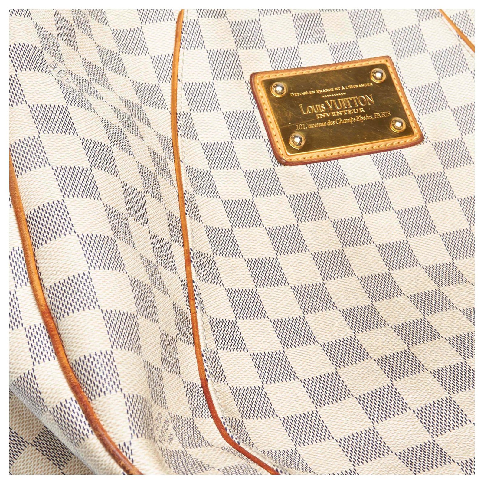 Louis Vuitton White Damier Azur Galliera PM Leather Cloth ref.1010009 -  Joli Closet