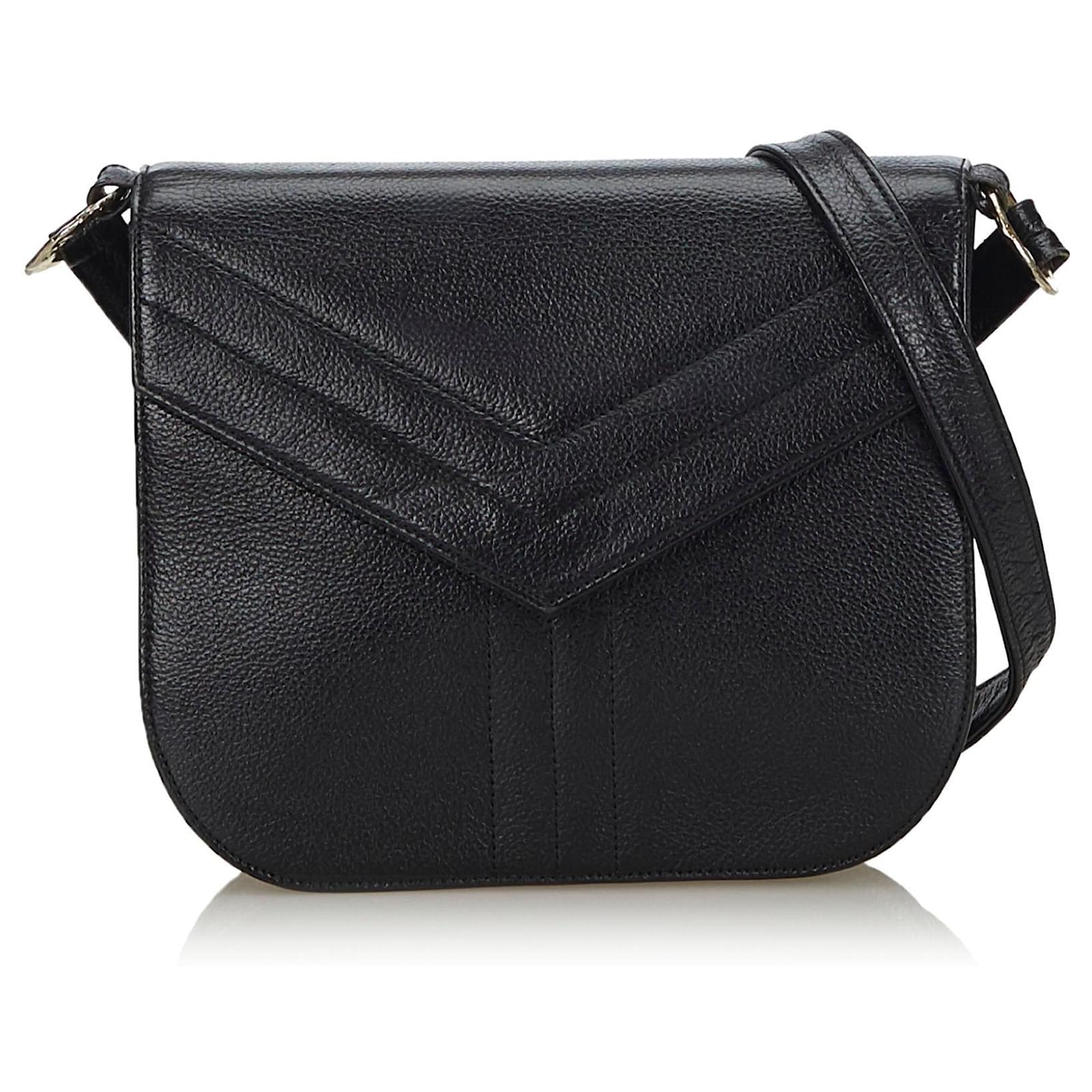 Yves Saint Laurent Sac bandouli?�re en cuir noir YSL ref.141204 - Joli Closet