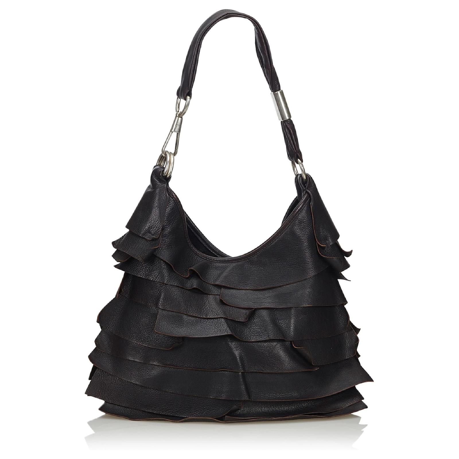 Yves Saint Laurent YSL Black Leather Saint Tropez Shoulder