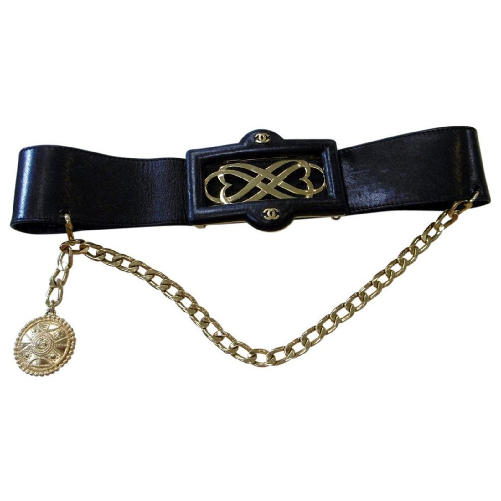 Chanel Belts Black Golden Leather Metal ref.141375 - Joli Closet