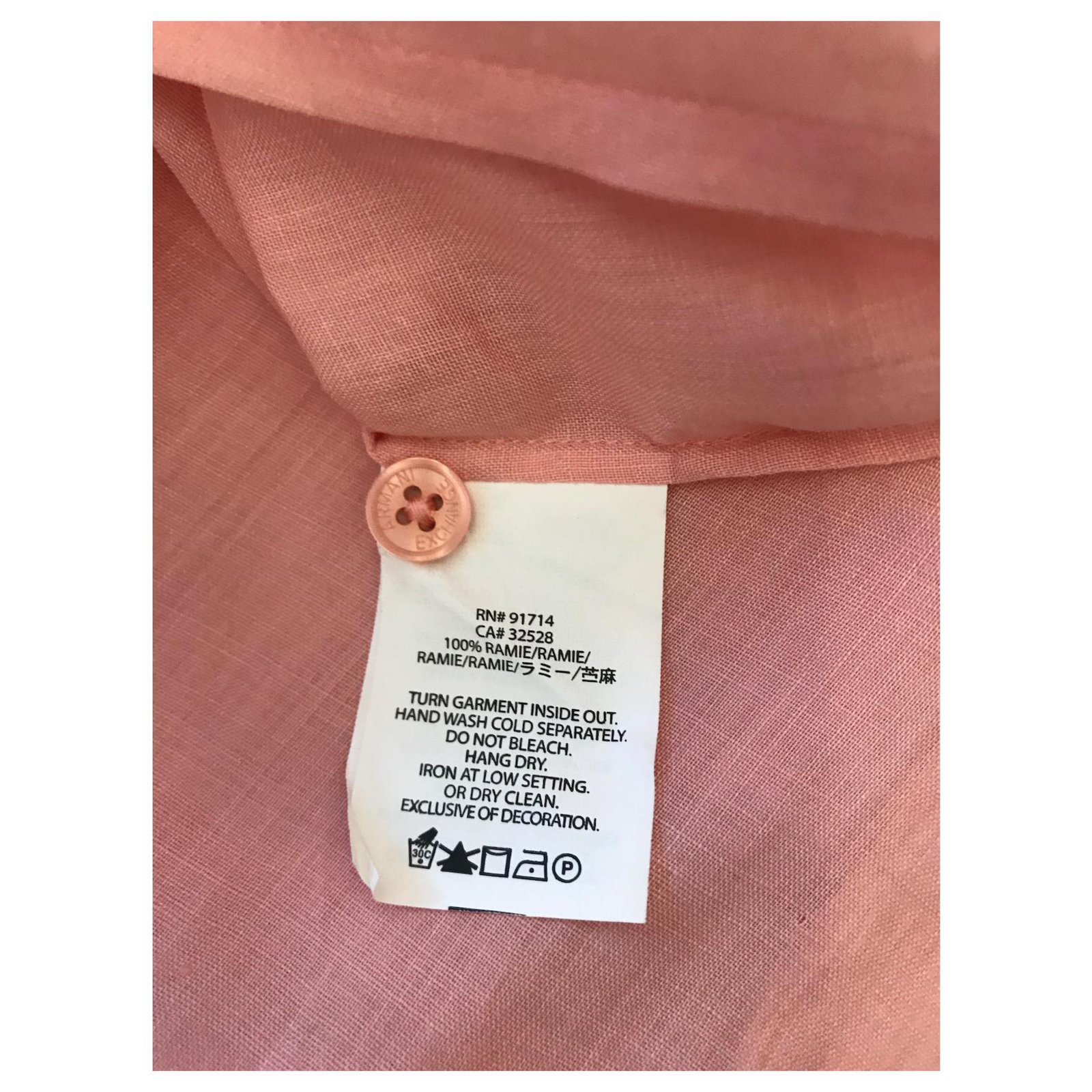 Armani Exchange Tops Pink Linen  - Joli Closet