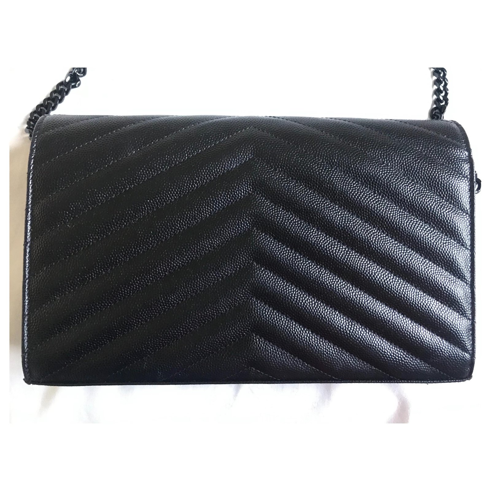 Saint Laurent Monogram wallet on chain Black Leather ref.141552