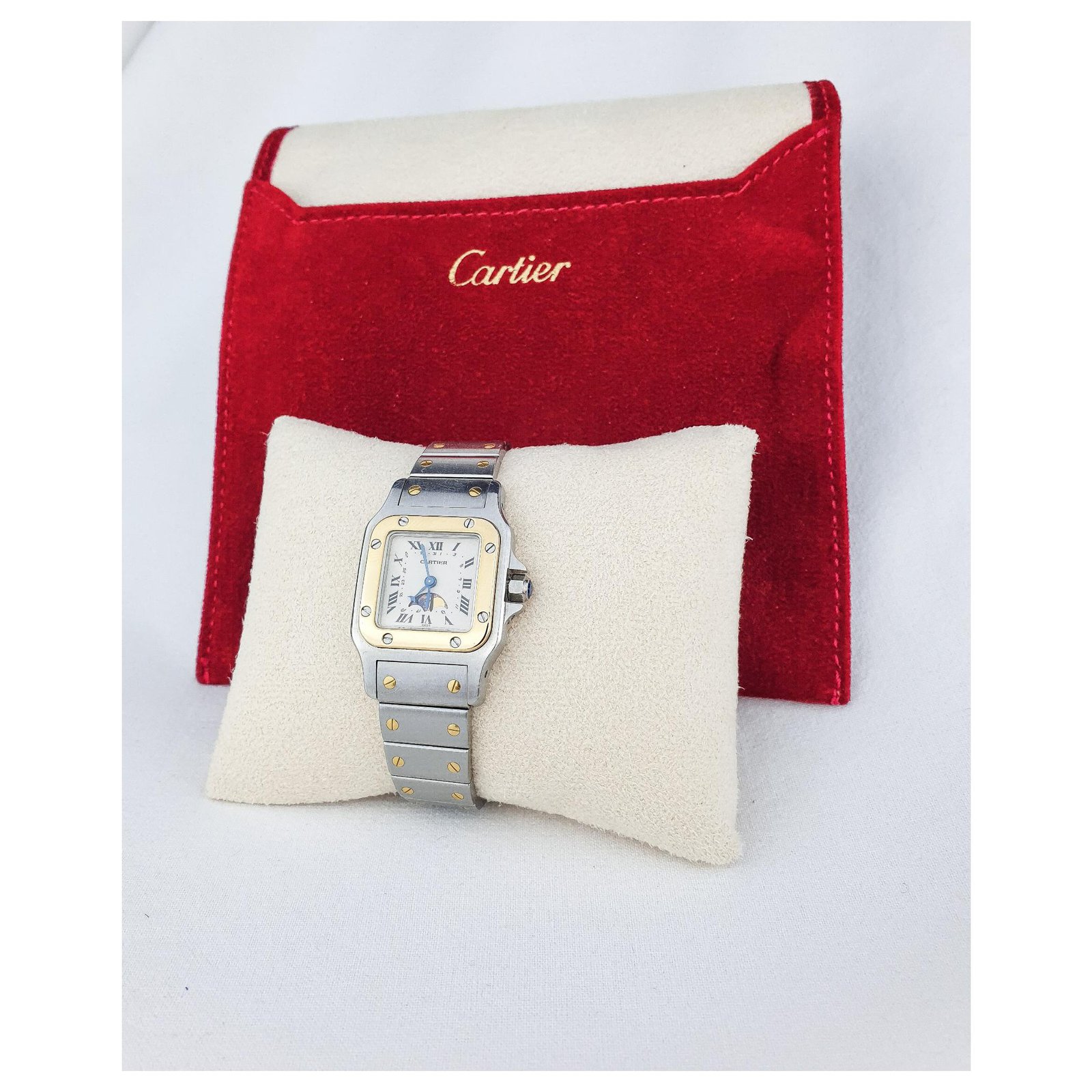Cartier Santos Galbée Moon Phase Silvery Golden Steel Yellow gold ref ...