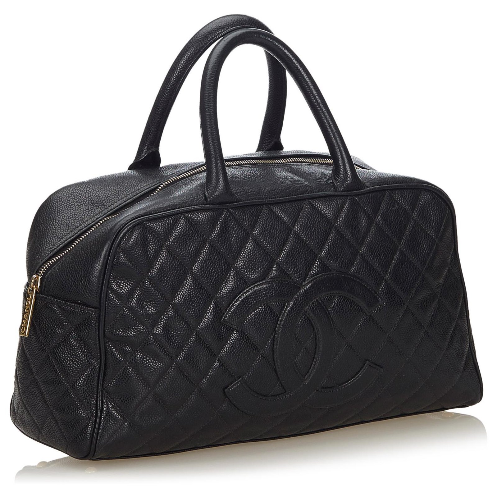 Chanel Black Caviar Bowling Bag Leather ref.141978 - Joli Closet