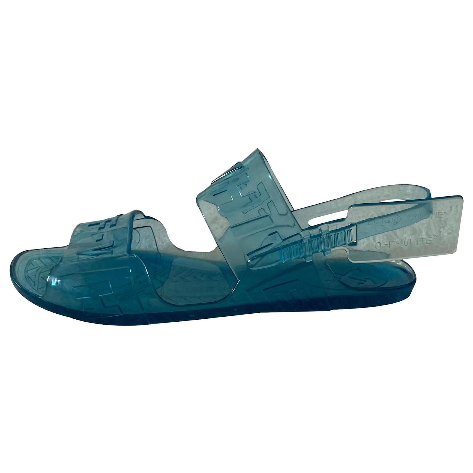 Off White Blu zip tie jelly sandals Blue Rubber Joli