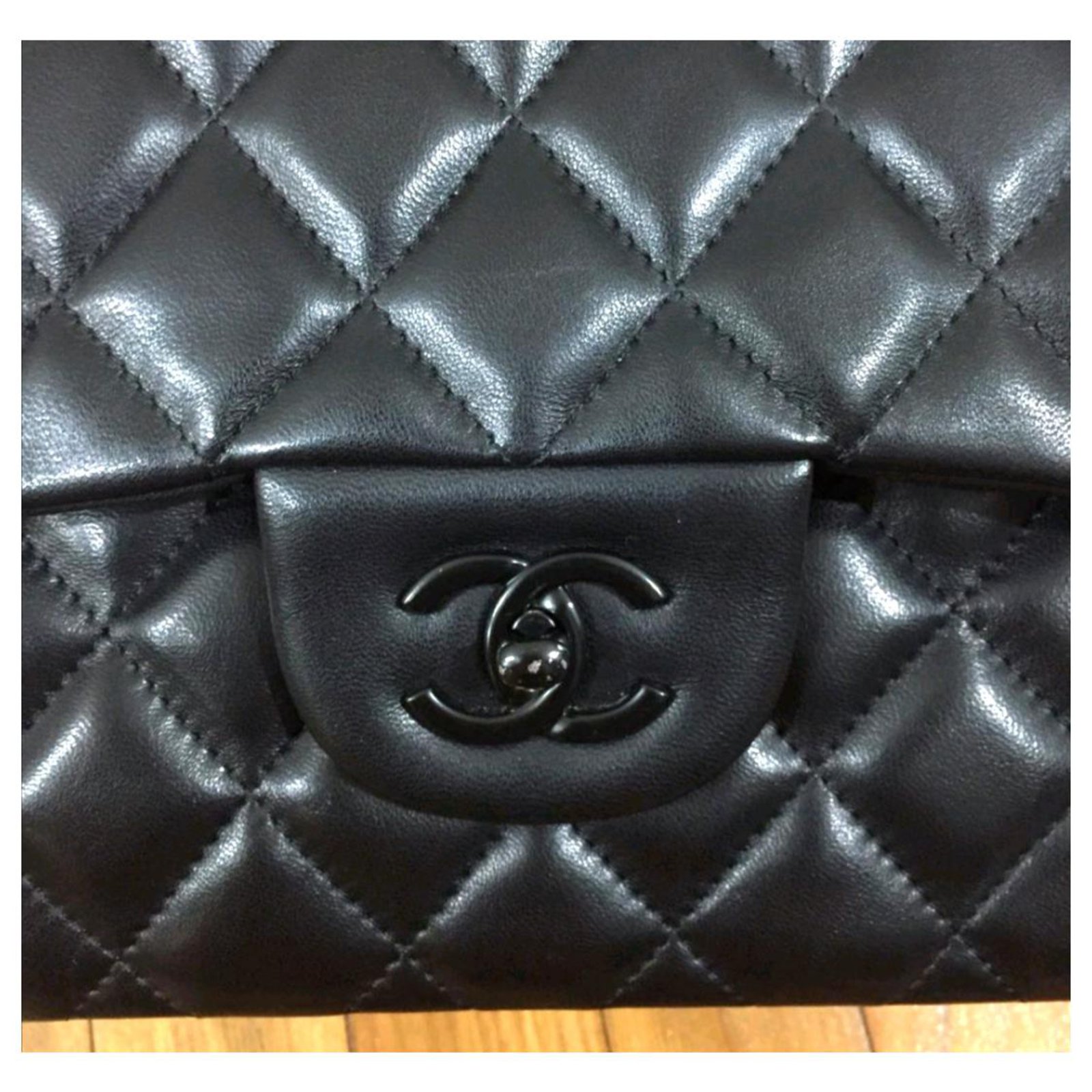 Chanel 'So Black' Crumpled Calf Skin Black Jumbo Classic Double Flap B -  Brilliance Jewels